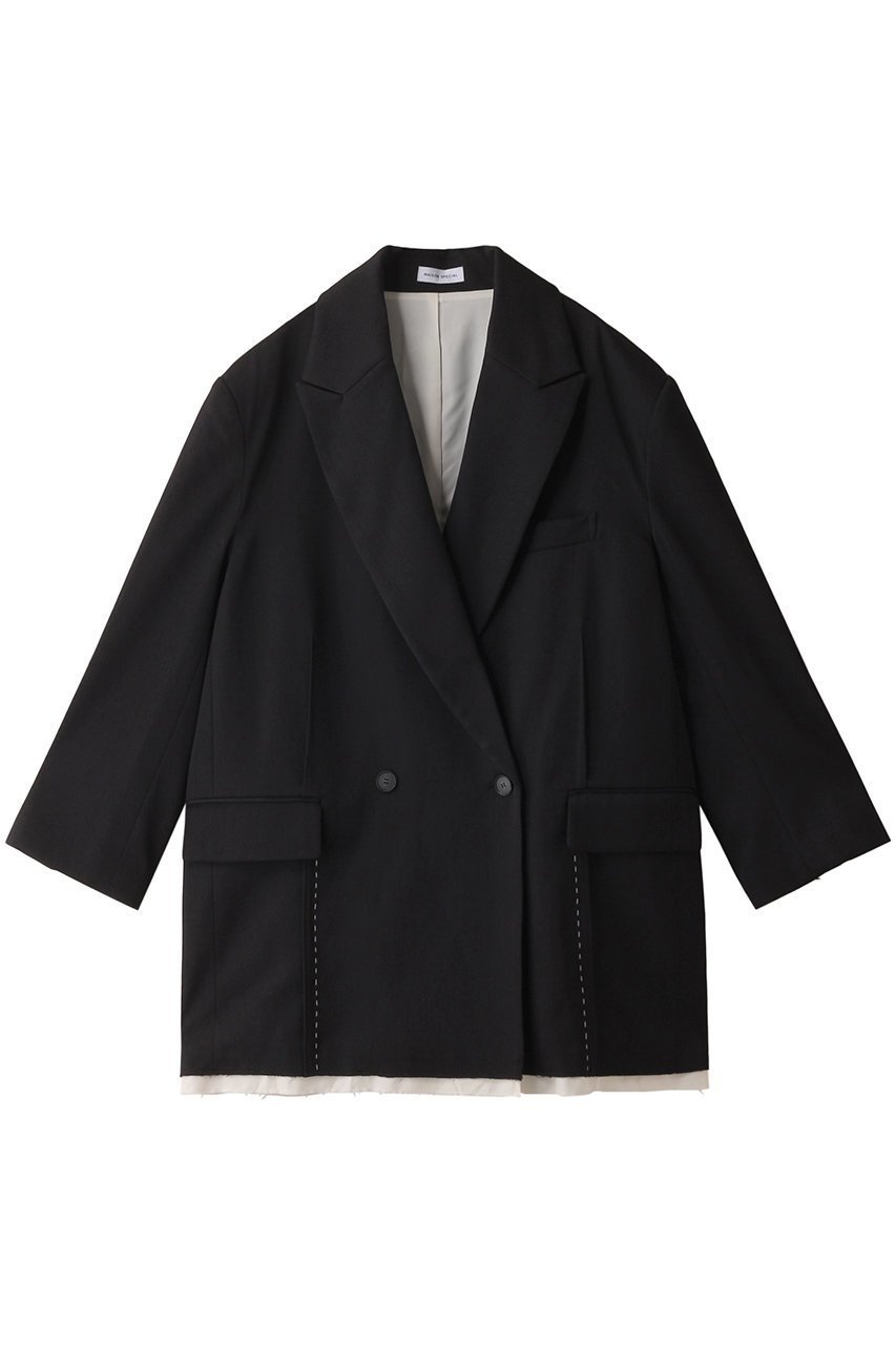 【メゾンスペシャル/MAISON SPECIAL】のStitch Too Big Jacket/ステッチトゥービッグジャケット インテリア・キッズ・メンズ・レディースファッション・服の通販 founy(ファニー) 　ファッション　Fashion　レディースファッション　Fashion for Women　アウター　Coat / Outerwear Collection　レディースジャケット・軽アウター　Jackets　インナー　Innerwear　ジャケット　Jacket, Outerwear　ストライプ　Stripe, Striped Pattern　ストレッチ　Stretch, Stretchy Fabric　セットアップ　Set-Up, Coordinated Outfit　ビッグ　Big, Oversized　フロント　Front, Front Design　ミニスカート　Mini Skirt, Short Skirt　ワイド　Wide, Wide Fit　おすすめ　Recommended / Our Picks　エレガント 上品　Elegant　BLK(ブラック)|ID: prp329100004050692 ipo3291000000032952486