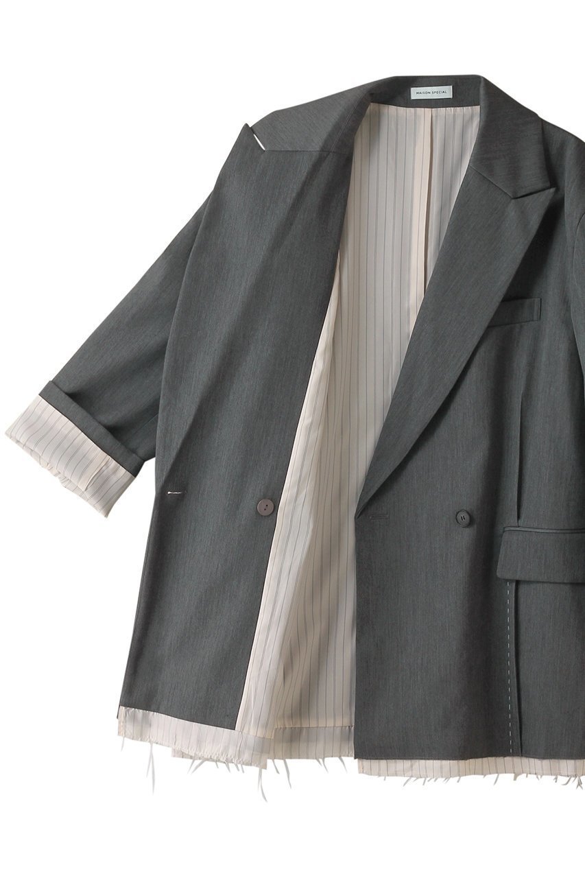 【メゾンスペシャル/MAISON SPECIAL】のStitch Too Big Jacket/ステッチトゥービッグジャケット 人気、トレンドファッション・服の通販 founy(ファニー) 　ファッション　Fashion　レディースファッション　Fashion for Women　アウター　Coat / Outerwear Collection　レディースジャケット・軽アウター　Jackets　インナー　Innerwear　ジャケット　Jacket, Outerwear　ストライプ　Stripe, Striped Pattern　ストレッチ　Stretch, Stretchy Fabric　セットアップ　Set-Up, Coordinated Outfit　ビッグ　Big, Oversized　フロント　Front, Front Design　ミニスカート　Mini Skirt, Short Skirt　ワイド　Wide, Wide Fit　おすすめ　Recommended / Our Picks　エレガント 上品　Elegant　other-6|ID: prp329100004050692 ipo3291000000032952510