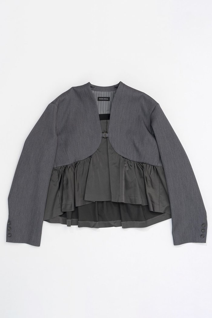 【メゾンスペシャル/MAISON SPECIAL】のSatin Peplum Jacket/サテンペプラムジャケット インテリア・キッズ・メンズ・レディースファッション・服の通販 founy(ファニー) https://founy.com/ ファッション Fashion レディースファッション WOMEN アウター Coat Outerwear ジャケット Jackets おすすめ Recommend オケージョン Occasion カーディガン Cardigan サテン Satin ジャケット Jacket ダブル Double ドッキング Docking フレア Flare ボトム Bottom ワイド Wide |ID: prp329100004050693 ipo3291000000027192195