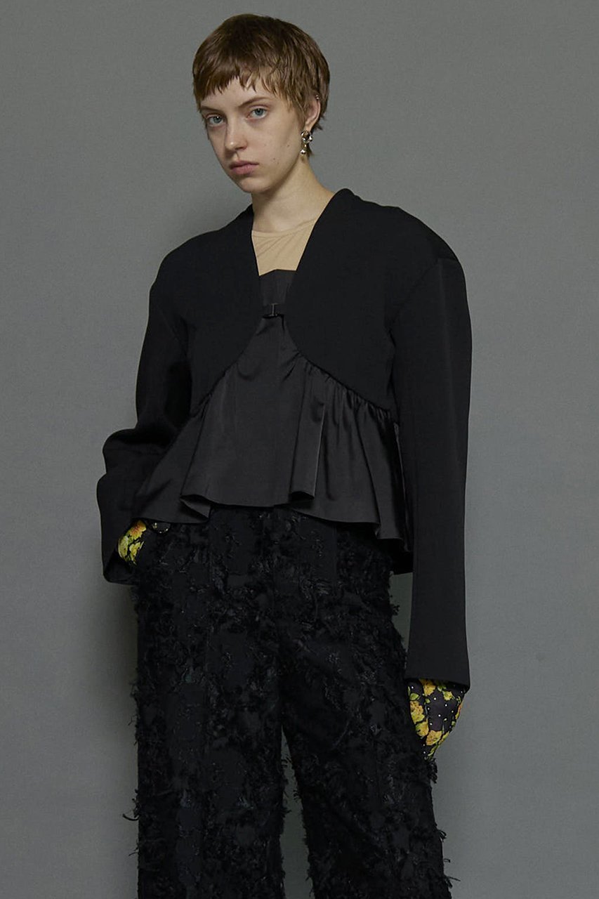 【メゾンスペシャル/MAISON SPECIAL】のSatin Peplum Jacket/サテンペプラムジャケット 人気、トレンドファッション・服の通販 founy(ファニー) 　ファッション　Fashion　レディースファッション　Fashion for Women　アウター　Coat / Outerwear Collection　レディースジャケット・軽アウター　Jackets　おすすめ　Recommended / Our Picks　オケージョン　Occasion Wear　カーディガン　Cardigan, Knitwear　サテン　Satin, Glossy Fabric　ジャケット　Jacket, Outerwear　ダブル　Double, Double-Breasted　ドッキング　Docking, Mixed Material　フレア　Flare, Flared　ボトム　Bottoms, Lower Wear　ワイド　Wide, Wide Fit　other-8|ID: prp329100004050693 ipo3291000000036604132