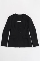 【メゾンスペシャル/MAISON SPECIAL】のCollarless Sharp Jacket/ノーカラーシャープジャケット 人気、トレンドファッション・服の通販 founy(ファニー) ファッション Fashion レディースファッション Fashion for Women アウター Coat / Outerwear Collection レディースジャケット・軽アウター Jackets オケージョン Occasion Wear グラス Glass, Eyewear ジャケット Jacket, Outerwear ストライプ Stripe, Striped Pattern スラックス Slacks, Dress Pants セットアップ Set-Up, Coordinated Outfit エレガント 上品 Elegant thumbnail BLK(ブラック)|ID: prp329100004050710 ipo3291000000032952309