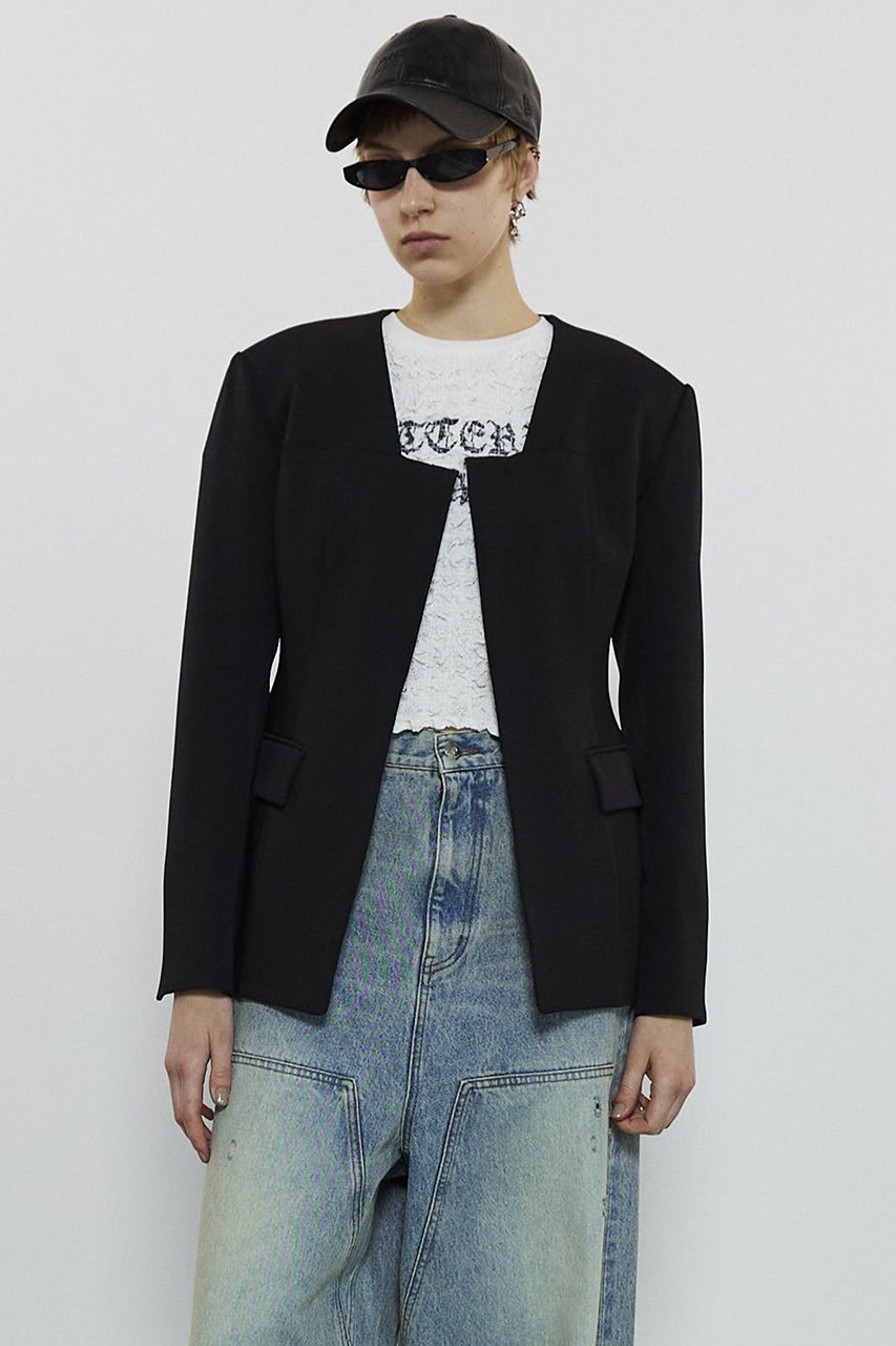 【メゾンスペシャル/MAISON SPECIAL】のCollarless Sharp Jacket/ノーカラーシャープジャケット 人気、トレンドファッション・服の通販 founy(ファニー) 　ファッション　Fashion　レディースファッション　Fashion for Women　アウター　Coat / Outerwear Collection　レディースジャケット・軽アウター　Jackets　オケージョン　Occasion Wear　グラス　Glass, Eyewear　ジャケット　Jacket, Outerwear　ストライプ　Stripe, Striped Pattern　スラックス　Slacks, Dress Pants　セットアップ　Set-Up, Coordinated Outfit　エレガント 上品　Elegant　other-5|ID: prp329100004050710 ipo3291000000032952325