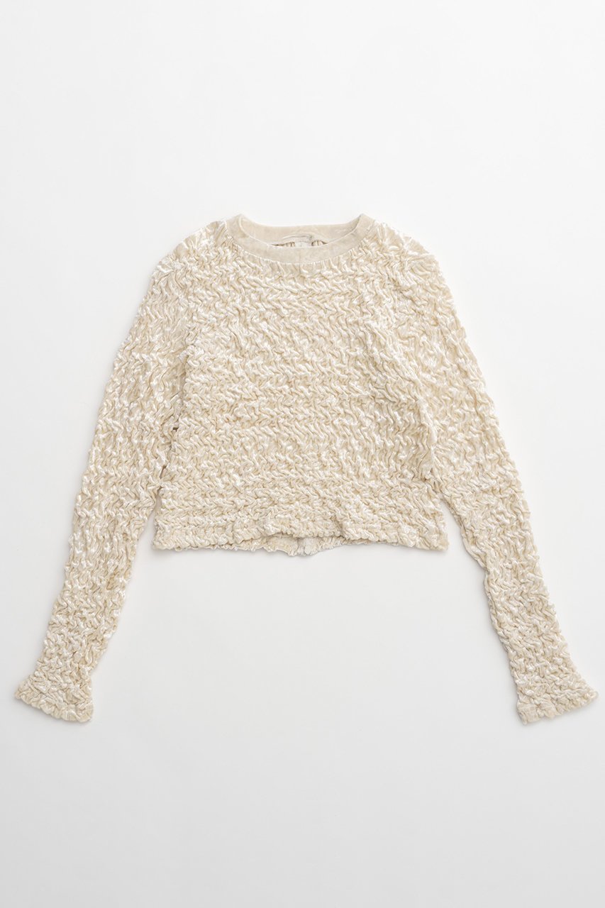 【メゾンスペシャル/MAISON SPECIAL】のShirring Velor Back Zip T-shirt/シャーリングベロアバックジップTシャツ インテリア・キッズ・メンズ・レディースファッション・服の通販 founy(ファニー) 　ファッション　Fashion　レディースファッション　Fashion for Women　トップス・カットソー　Cut & Sew Tops　シャツ・ブラウス・オフィスカジュアル　Elegant Blouses & Button-Ups　ロングTシャツ・Tシャツ　Longline T-Shirts & Tees　カットソー・ベーシックTシャツ　Cut-and-Sewn Tops / Stretch Tees & Basics　ベロアトップス　Velour Tops / Velvet-Look Items　インナー　Innerwear　クラッシュ　Distressed, Crashed Style　コンパクト　Compact, Small Size　シャーリング　Shirring, Ruched　スリット　Slit, Slit Detail　スリーブ　Sleeve, Long Sleeve / Short Sleeve　セットアップ　Set-Up, Coordinated Outfit　デニム　Denim, Jeans Material　ベロア　Velour, Soft Velvet　ロング　Long, Long-Length　おすすめ　Recommended / Our Picks　エレガント 上品　Elegant　O.WHT(オフホワイト)|ID: prp329100004050713 ipo3291000000032916945