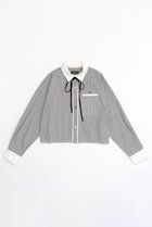 【メゾンスペシャル/MAISON SPECIAL】のRibbon Short Length Cleric Shirt/クレリックリボンショートシャツ GRY(グレー)|ID:prp329100004050715