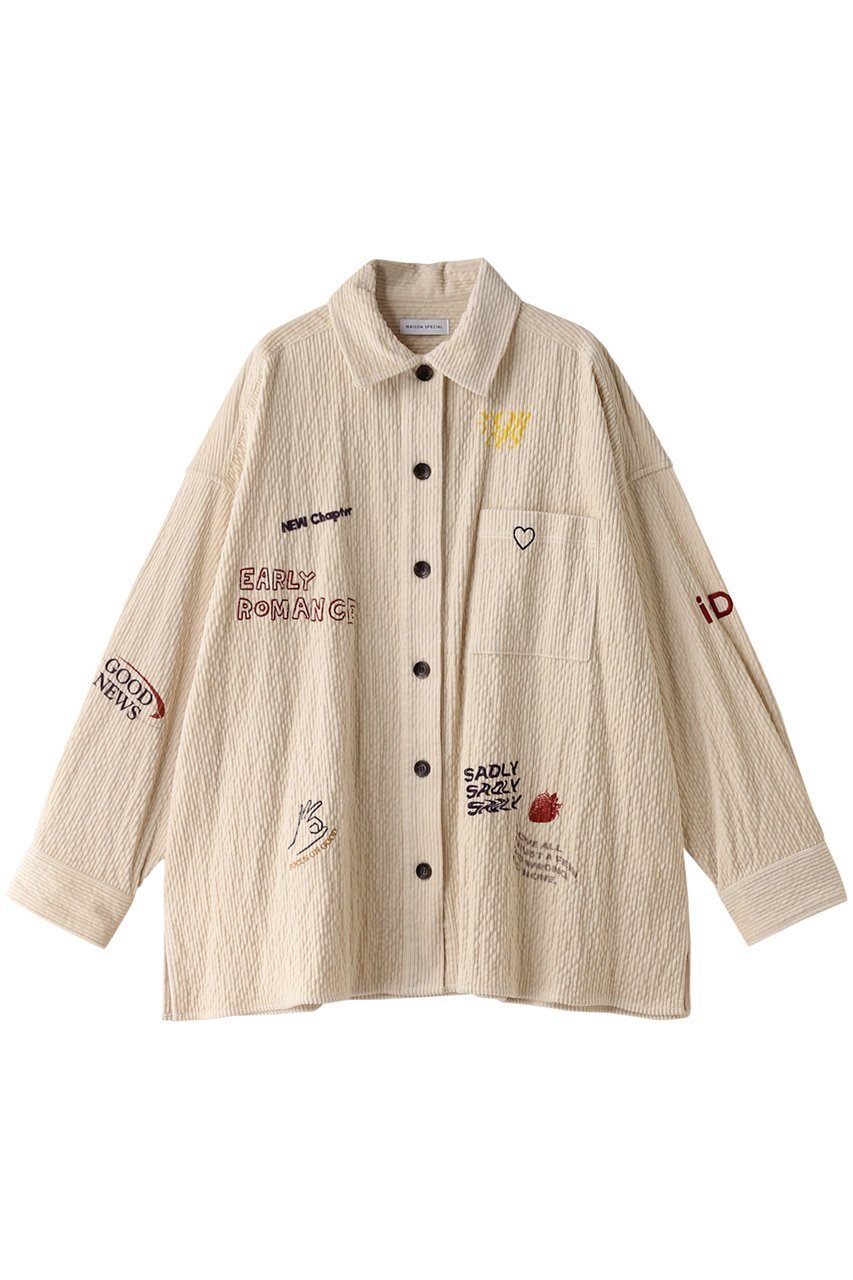 【メゾンスペシャル/MAISON SPECIAL】のCorduroy Early Romance Graphic Shirt/コーデュロイアーリーロマンスグラフィックシャツ インテリア・キッズ・メンズ・レディースファッション・服の通販 founy(ファニー) 　ファッション　Fashion　レディースファッション　Fashion for Women　トップス・カットソー　Cut & Sew Tops　シャツ・ブラウス・オフィスカジュアル　Elegant Blouses & Button-Ups　秋　Autumn　グラフィック　Graphic, Graphic Design　コーデュロイ　Corduroy, Cord Fabric　ジャケット　Jacket, Outerwear　スリーブ　Sleeve, Long Sleeve / Short Sleeve　セットアップ　Set-Up, Coordinated Outfit　羽織　Haori, Light Jacket　ロング　Long, Long-Length　A/W・秋冬　Autumn/Winter　IVR(アイボリー)|ID: prp329100004050716 ipo3291000000032900930