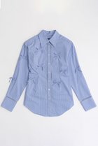 【メゾンスペシャル/MAISON SPECIAL】のMany Ribbon Narrow Shirt/メニーリボンナローシャツ 人気、トレンドファッション・服の通販 founy(ファニー) ファッション Fashion レディースファッション WOMEN トップス・カットソー Tops/Tshirt シャツ/ブラウス Shirts/Blouses カフス Cuffs シアー Sheer ストライプ Stripe スリーブ Sleeve デニム Denim トレンド Trend メランジ Melange リボン Ribbon ロング Long おすすめ Recommend エレガント 上品 Elegant thumbnail BLU(ブルー)|ID: prp329100004050719 ipo3291000000027192294