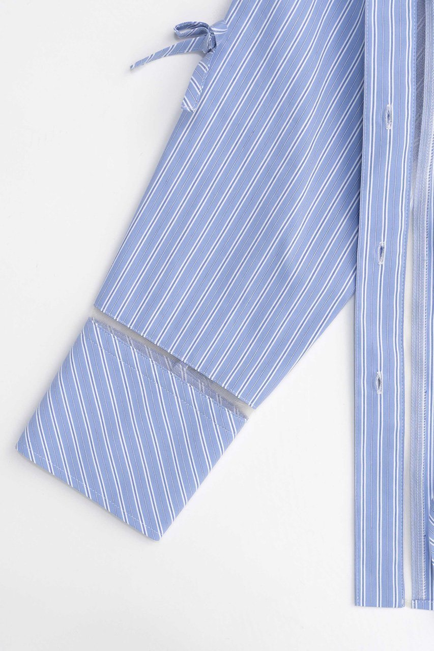 【メゾンスペシャル/MAISON SPECIAL】のMany Ribbon Narrow Shirt/メニーリボンナローシャツ 人気、トレンドファッション・服の通販 founy(ファニー) 　ファッション　Fashion　レディースファッション　Fashion for Women　トップス・カットソー　Cut & Sew Tops　シャツ・ブラウス・オフィスカジュアル　Elegant Blouses & Button-Ups　カフス　Cuff Design　シアー　Sheer, See-Through　ストライプ　Stripe, Striped Pattern　スリーブ　Sleeve, Long Sleeve / Short Sleeve　デニム　Denim, Jeans Material　トレンド　Trend, Trending Now　メランジ　Melange, Mixed Yarn　リボン　Ribbon, Bow　ロング　Long, Long-Length　おすすめ　Recommended / Our Picks　エレガント 上品　Elegant　other-6|ID: prp329100004050719 ipo3291000000036841911