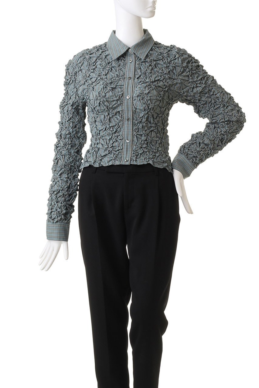 【メゾンスペシャル/MAISON SPECIAL】のCheckered Shirring Short Length Shirt/チェックシャーリングショートシャツ 人気、トレンドファッション・服の通販 founy(ファニー) 　ファッション　Fashion　レディースファッション　Fashion for Women　トップス・カットソー　Cut & Sew Tops　シャツ・ブラウス・オフィスカジュアル　Elegant Blouses & Button-Ups　インナー　Innerwear　カフス　Cuff Design　キャミワンピース　Cami Dress, Slip Dress　シャーリング　Shirring, Ruched　ショート　Short, Short Length　スリーブ　Sleeve, Long Sleeve / Short Sleeve　バランス　Balance, Style Balance　ロング　Long, Long-Length　ワイド　Wide, Wide Fit　other-2|ID: prp329100004050722 ipo3291000000036748249