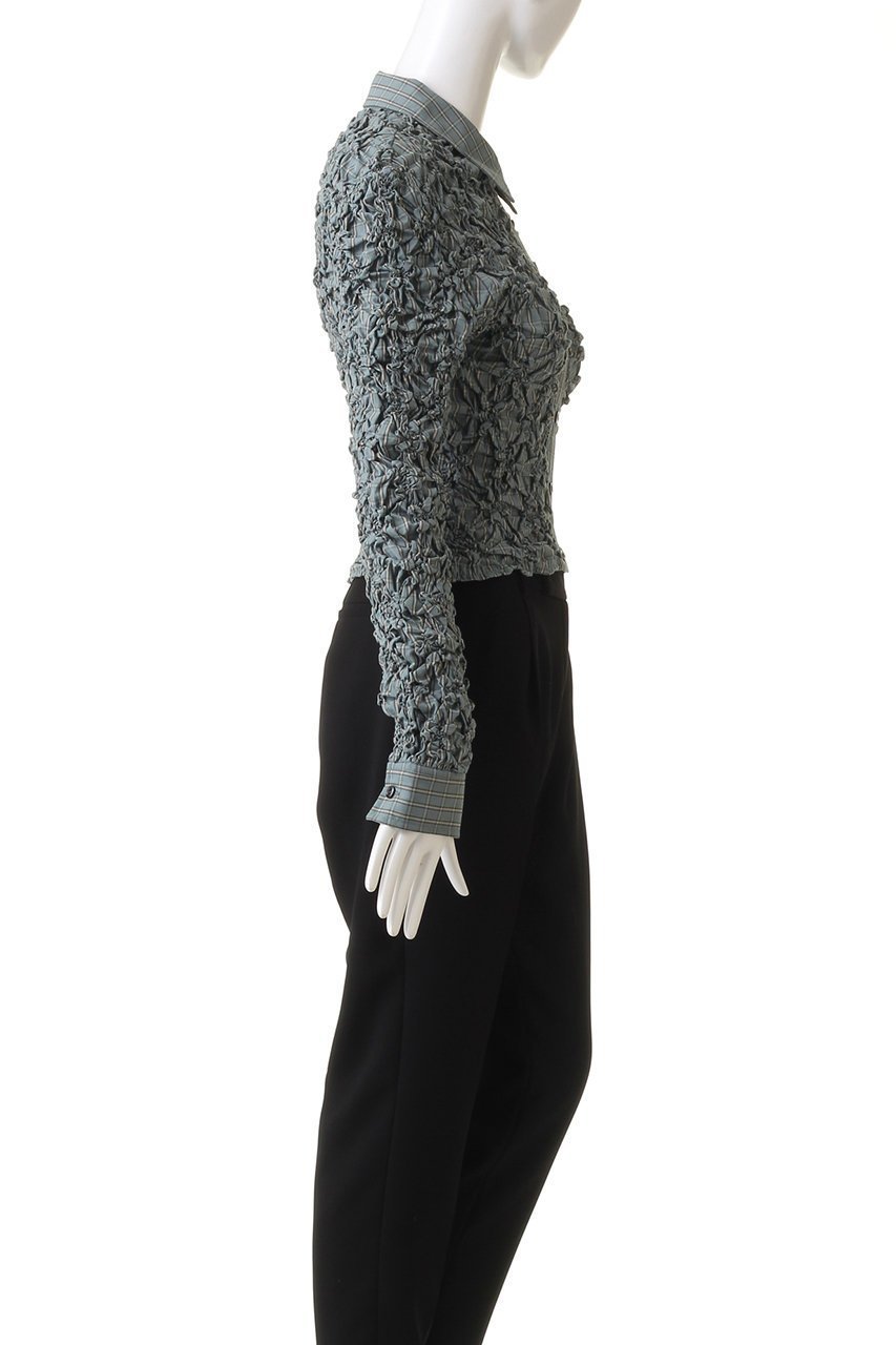 【メゾンスペシャル/MAISON SPECIAL】のCheckered Shirring Short Length Shirt/チェックシャーリングショートシャツ 人気、トレンドファッション・服の通販 founy(ファニー) 　ファッション　Fashion　レディースファッション　Fashion for Women　トップス・カットソー　Cut & Sew Tops　シャツ・ブラウス・オフィスカジュアル　Elegant Blouses & Button-Ups　インナー　Innerwear　カフス　Cuff Design　キャミワンピース　Cami Dress, Slip Dress　シャーリング　Shirring, Ruched　ショート　Short, Short Length　スリーブ　Sleeve, Long Sleeve / Short Sleeve　バランス　Balance, Style Balance　ロング　Long, Long-Length　ワイド　Wide, Wide Fit　other-3|ID: prp329100004050722 ipo3291000000036748250