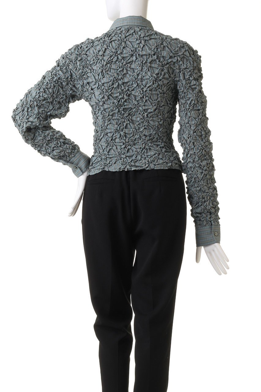 【メゾンスペシャル/MAISON SPECIAL】のCheckered Shirring Short Length Shirt/チェックシャーリングショートシャツ 人気、トレンドファッション・服の通販 founy(ファニー) 　ファッション　Fashion　レディースファッション　Fashion for Women　トップス・カットソー　Cut & Sew Tops　シャツ・ブラウス・オフィスカジュアル　Elegant Blouses & Button-Ups　インナー　Innerwear　カフス　Cuff Design　キャミワンピース　Cami Dress, Slip Dress　シャーリング　Shirring, Ruched　ショート　Short, Short Length　スリーブ　Sleeve, Long Sleeve / Short Sleeve　バランス　Balance, Style Balance　ロング　Long, Long-Length　ワイド　Wide, Wide Fit　other-4|ID: prp329100004050722 ipo3291000000036748251