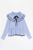 【メゾンスペシャル/MAISON SPECIAL】のEdge Trim Ruffle Shirt/エッジトリムフリルシャツ BLU(ブルー)|ID:prp329100004050724