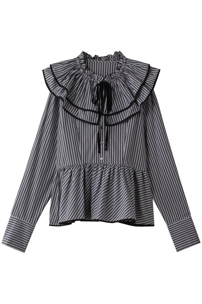 【メゾンスペシャル/MAISON SPECIAL】のEdge Trim Ruffle Shirt/エッジトリムフリルシャツ インテリア・キッズ・メンズ・レディースファッション・服の通販 founy(ファニー) https://founy.com/ ファッション Fashion レディースファッション Fashion for Women トップス・カットソー Cut & Sew Tops シャツ・ブラウス・オフィスカジュアル Elegant Blouses & Button-Ups おすすめ Recommended / Our Picks クラシック Classic, Timeless Style ストライプ Stripe, Striped Pattern スリーブ Sleeve, Long Sleeve / Short Sleeve ベロア Velour, Soft Velvet ロング Long, Long-Length エレガント 上品 Elegant 秋 Autumn A/W・秋冬 Autumn/Winter |ID: prp329100004050724 ipo3291000000036400055