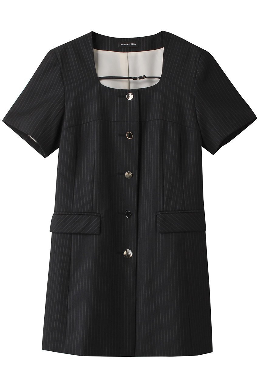 【メゾンスペシャル/MAISON SPECIAL】のSquare SilhouetteTailor Tunic/スクエアテーラーチュニック インテリア・キッズ・メンズ・レディースファッション・服の通販 founy(ファニー) 　ファッション　Fashion　レディースファッション　Fashion for Women　ワンピース　Dresses　チュニック　Tunic Tops & Dresses　ガーリー　Girly, Feminine Style　スクエア　Square, Square Shape　チュニック　Tunic, Long Top　デニム　Denim, Jeans Material　ハーフ　Half, Half-Length　ルーズ　Loose, Oversized　ロング　Long, Long-Length　エレガント 上品　Elegant　NVY(ネイビー)|ID: prp329100004050725 ipo3291000000032894349