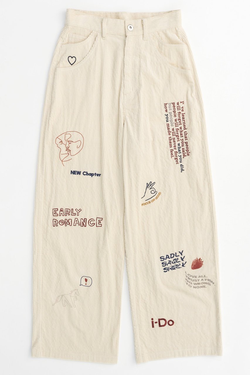 【メゾンスペシャル/MAISON SPECIAL】のCorduroy Early Romance Graphic Pants/コーデュロイアーリーロマンスグラフィックパンツ インテリア・キッズ・メンズ・レディースファッション・服の通販 founy(ファニー) 　ファッション　Fashion　レディースファッション　WOMEN　パンツ　Pants　再入荷　Restock/Back In Stock/Re Arrival　IVR(アイボリー)|ID: prp329100004050737 ipo3291000000027192359