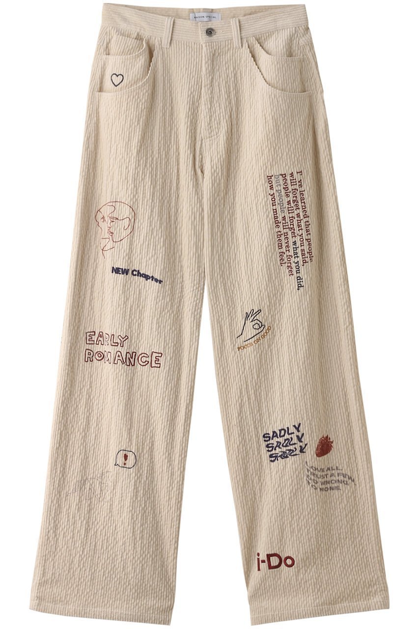 【メゾンスペシャル/MAISON SPECIAL】のCorduroy Early Romance Graphic Pants/コーデュロイアーリーロマンスグラフィックパンツ インテリア・キッズ・メンズ・レディースファッション・服の通販 founy(ファニー) ファッション Fashion レディースファッション Fashion for Women パンツ Pants & Trousers グラフィック Graphic, Graphic Design コーデュロイ Corduroy, Cord Fabric ストレート Straight, Straight Cut セットアップ Set-Up, Coordinated Outfit ワイド Wide, Wide Fit A/W・秋冬 Autumn/Winter IVR(アイボリー)|ID: prp329100004050737 ipo3291000000036337632