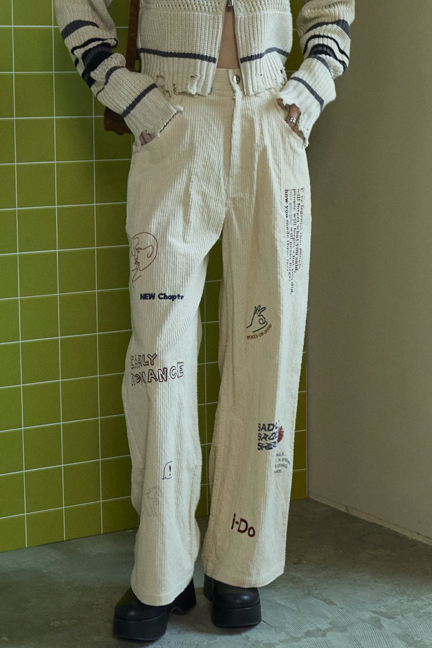 【メゾンスペシャル/MAISON SPECIAL】のCorduroy Early Romance Graphic Pants/コーデュロイアーリーロマンスグラフィックパンツ 人気、トレンドファッション・服の通販 founy(ファニー) ファッション Fashion レディースファッション Fashion for Women パンツ Pants & Trousers グラフィック Graphic, Graphic Design コーデュロイ Corduroy, Cord Fabric ストレート Straight, Straight Cut セットアップ Set-Up, Coordinated Outfit ワイド Wide, Wide Fit A/W・秋冬 Autumn/Winter other-8|ID: prp329100004050737 ipo3291000000036383608