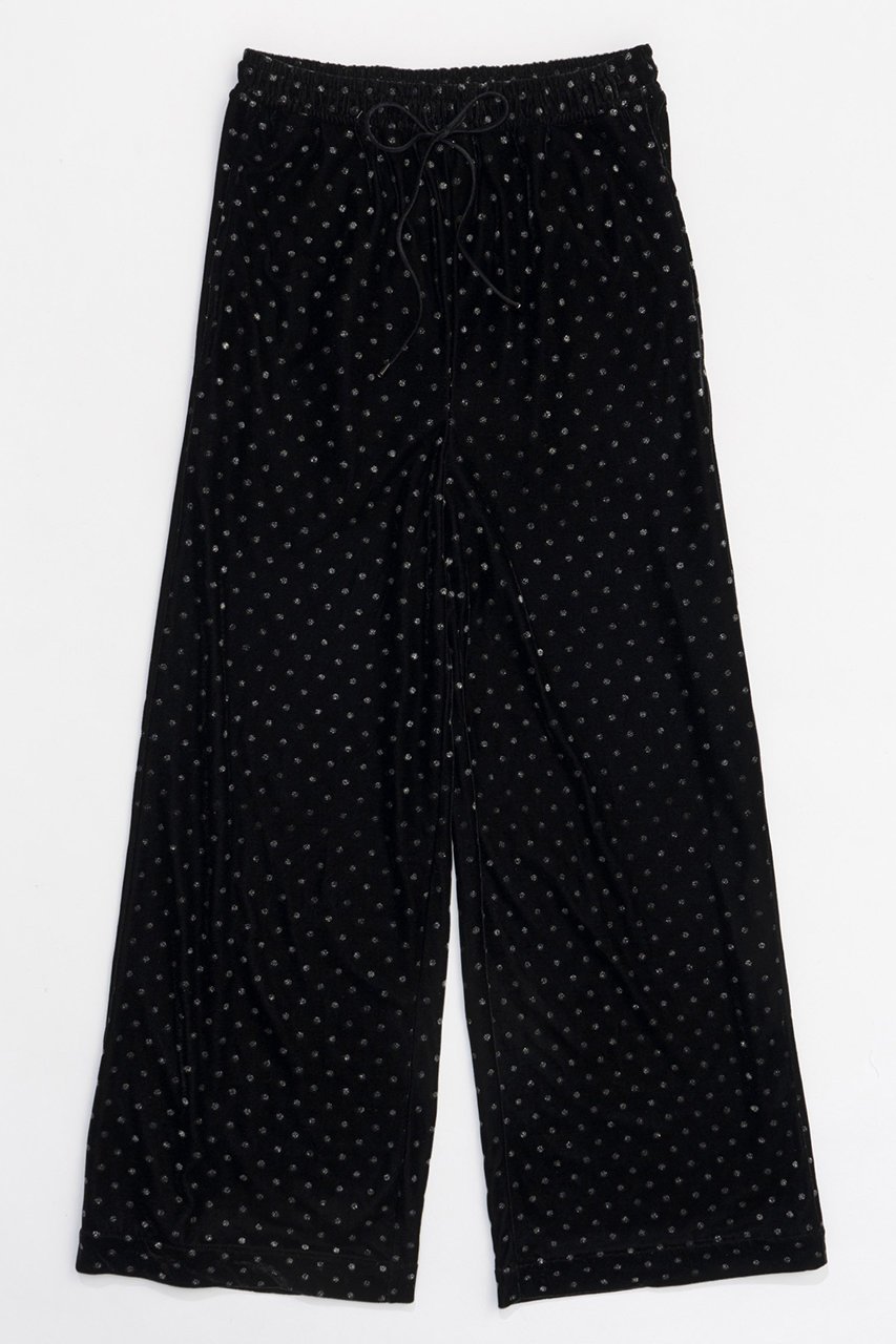 【メゾンスペシャル/MAISON SPECIAL】のGlitter Dots Velor Pants/キラキラドットベロアパンツ インテリア・キッズ・メンズ・レディースファッション・服の通販 founy(ファニー) 　ファッション　Fashion　レディースファッション　WOMEN　パンツ　Pants　ストレッチ　Stretch　ドット　Dot　ドレープ　Drape　プリント　Print　ベロア　Velor　エレガント 上品　Elegant　BLK(ブラック)|ID: prp329100004050740 ipo3291000000027192371