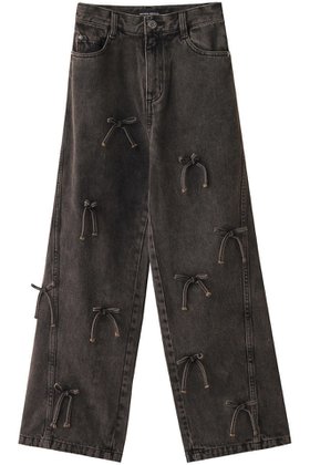 【メゾンスペシャル/MAISON SPECIAL】 Ribbon Denim/リボンデニム人気、トレンドファッション・服の通販 founy(ファニー) ファッション Fashion レディースファッション Fashion for Women パンツ Pants & Trousers シンプル Simple, Minimal ストレート Straight, Straight Cut デニム Denim, Jeans Material トレンド Trend, Trending Now ドット Polka Dot, Dot Pattern リボン Ribbon, Bow |ID:prp329100004050742
