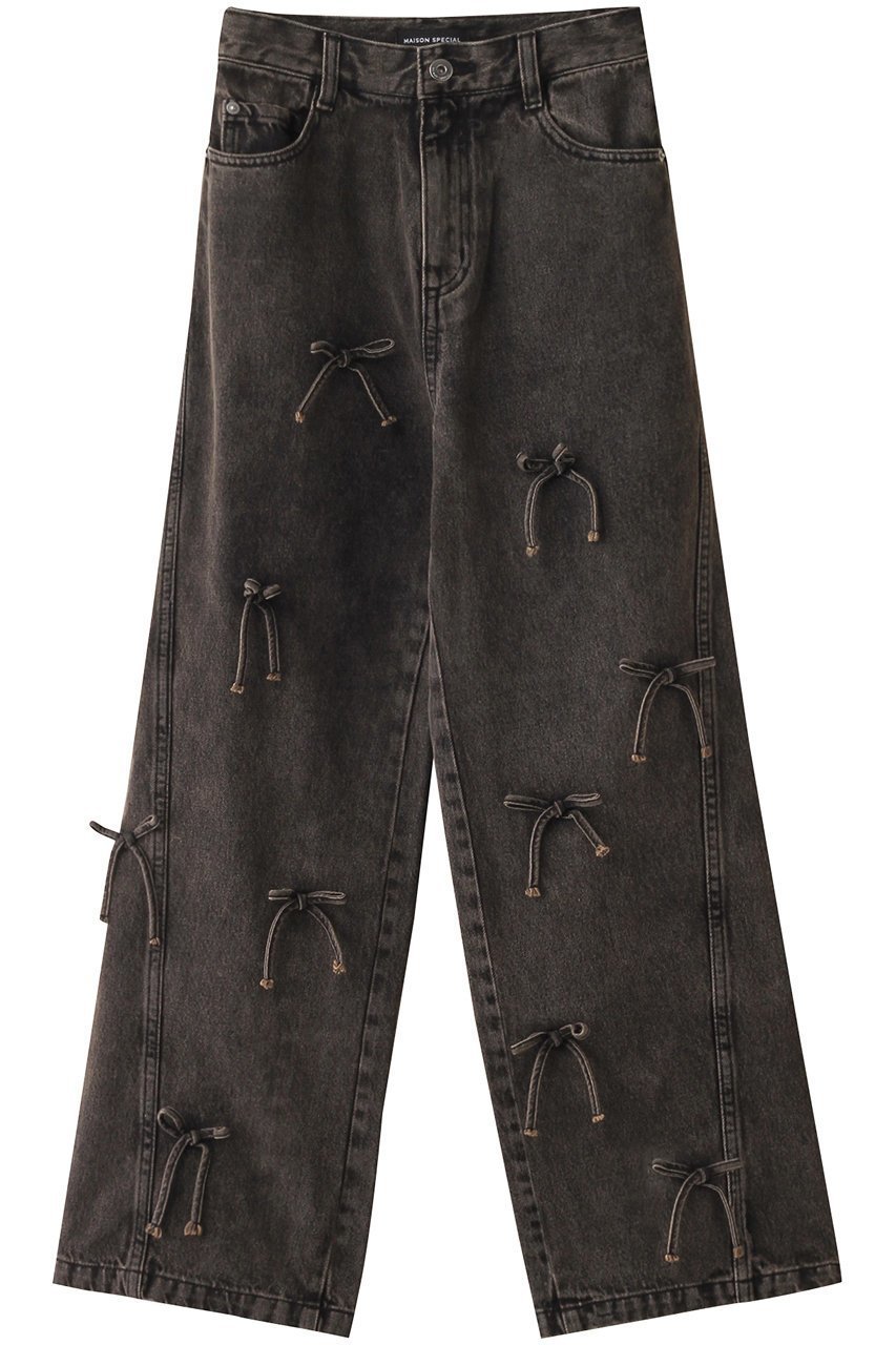【メゾンスペシャル/MAISON SPECIAL】のRibbon Denim/リボンデニム インテリア・キッズ・メンズ・レディースファッション・服の通販 founy(ファニー) ファッション Fashion レディースファッション Fashion for Women パンツ Pants & Trousers シンプル Simple, Minimal ストレート Straight, Straight Cut デニム Denim, Jeans Material トレンド Trend, Trending Now ドット Polka Dot, Dot Pattern リボン Ribbon, Bow BLK(ブラック)|ID: prp329100004050742 ipo3291000000032923756