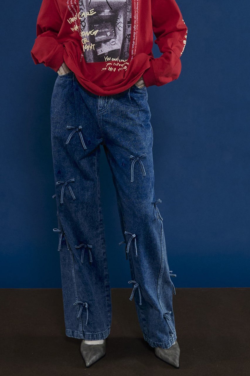 【メゾンスペシャル/MAISON SPECIAL】のRibbon Denim/リボンデニム 人気、トレンドファッション・服の通販 founy(ファニー) ファッション Fashion レディースファッション Fashion for Women パンツ Pants & Trousers シンプル Simple, Minimal ストレート Straight, Straight Cut デニム Denim, Jeans Material トレンド Trend, Trending Now ドット Polka Dot, Dot Pattern リボン Ribbon, Bow other-7|ID: prp329100004050742 ipo3291000000032923824