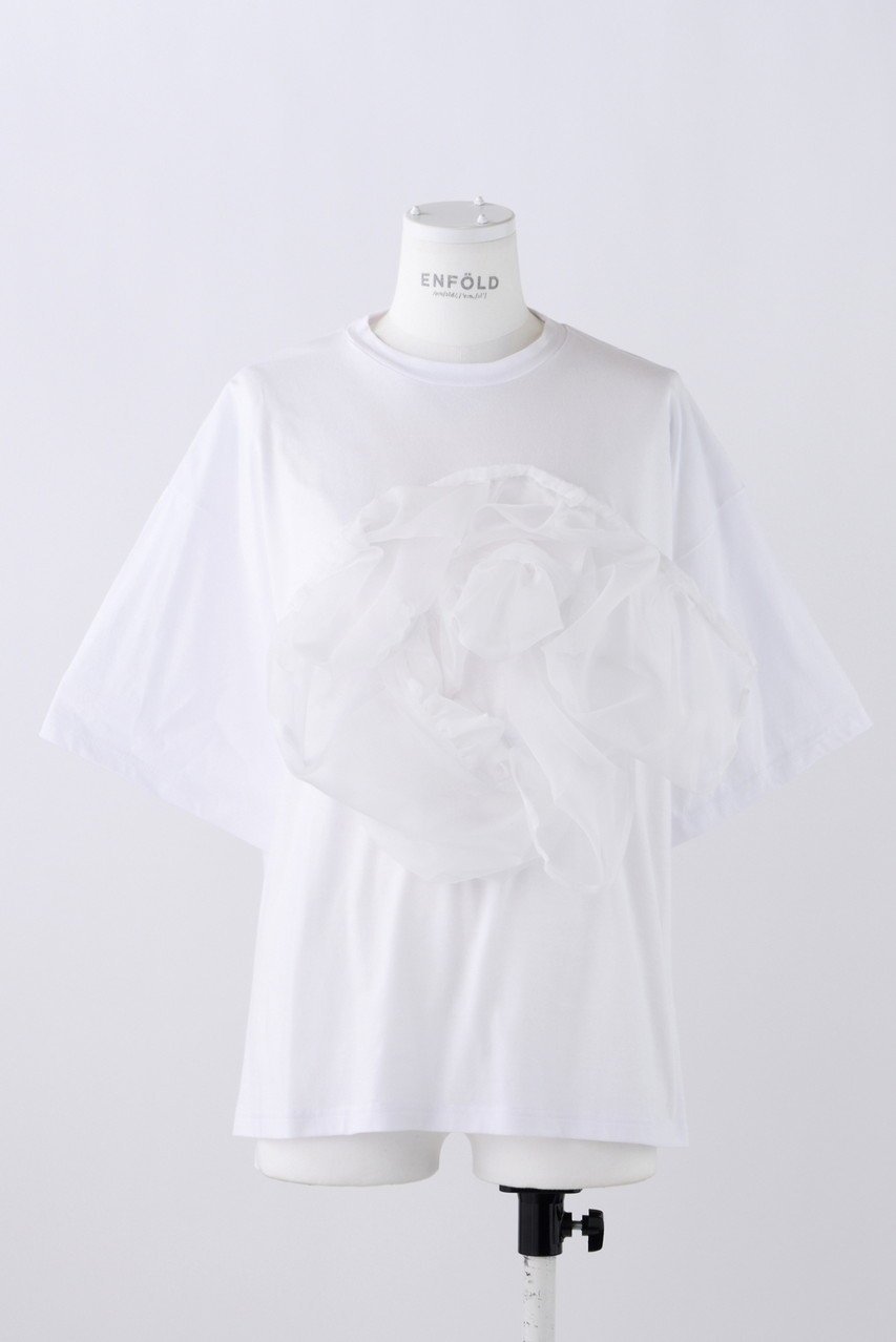 【エンフォルド/ENFOLD】のRoyal Organic オーガンジー T/SH Tシャツ 人気、トレンドファッション・服の通販 founy(ファニー) 　ファッション　Fashion　レディースファッション　WOMEN　トップス・カットソー　Tops/Tshirt　シャツ/ブラウス　Shirts/Blouses　ロング / Tシャツ　T-Shirts　カットソー　Cut and Sewn　オーガンジー　Organdy　ギャザー　Gather　ショート　Short　スリーブ　Sleeve　ティアード　Tiered　モチーフ　Motif　 other-1|ID: prp329100004051897 ipo3291000000027229011