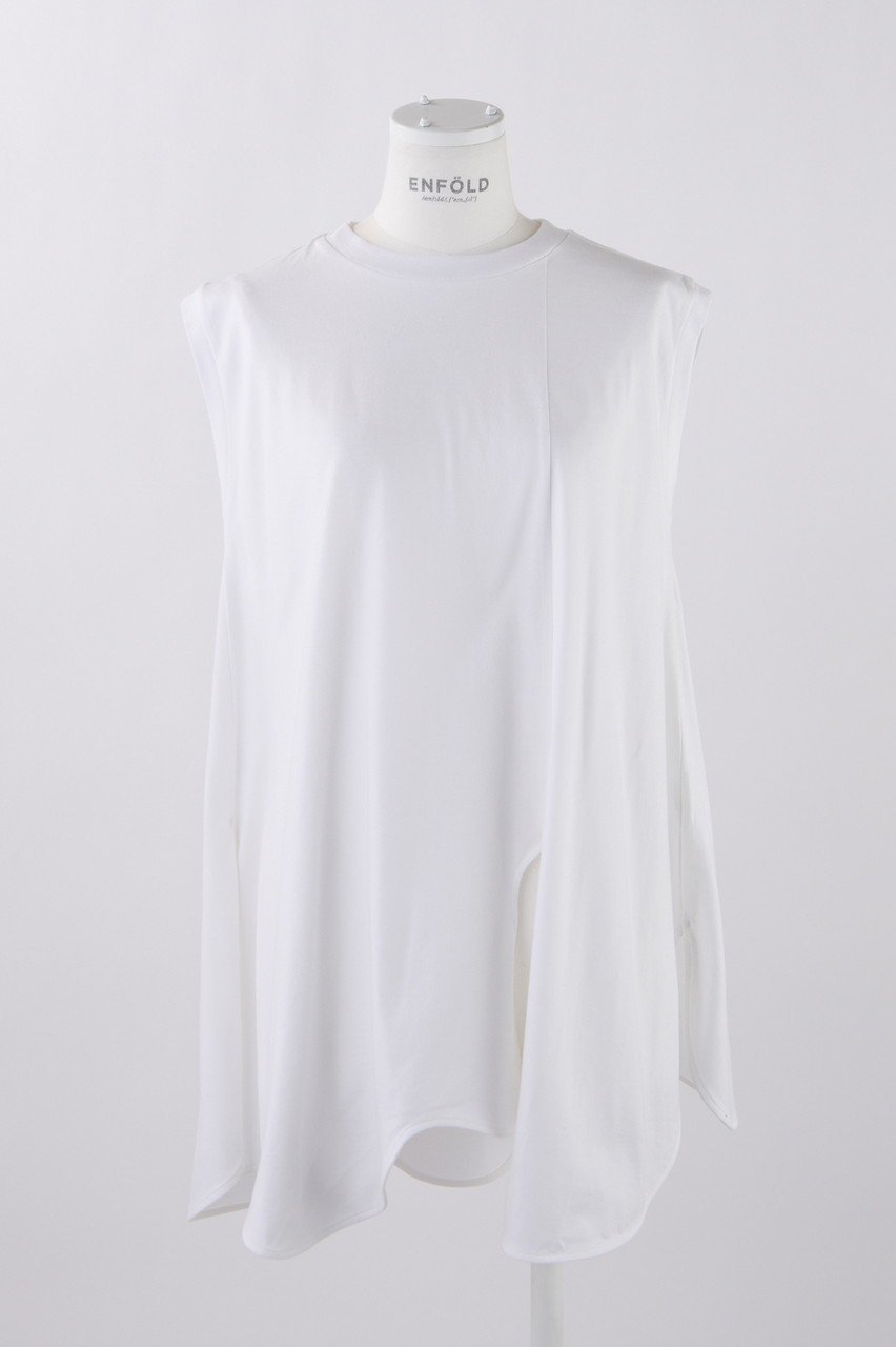 【エンフォルド/ENFOLD】のスビン天竺 サークルカーブアシンメ T/Tタンクトップ 人気、トレンドファッション・服の通販 founy(ファニー) 　ファッション　Fashion　レディースファッション　Fashion for Women　トップス・カットソー　Cut & Sew Tops　キャミソール&ノースリーブ　Camisoles & Sleeveless Tops　シャツ・ブラウス・オフィスカジュアル　Elegant Blouses & Button-Ups　ロングTシャツ・Tシャツ　Longline T-Shirts & Tees　カットソー・ベーシックTシャツ　Cut-and-Sewn Tops / Stretch Tees & Basics　カッティング　Cutting Detail　キャミソール　Camisole, Spaghetti Strap Top　タンク　Tank Top, Sleeveless Top　ドレープ　Drape, Draping Fabric　ベスト　Vest, Waistcoat　 other-1|ID: prp329100004051898 ipo3291000000035791699