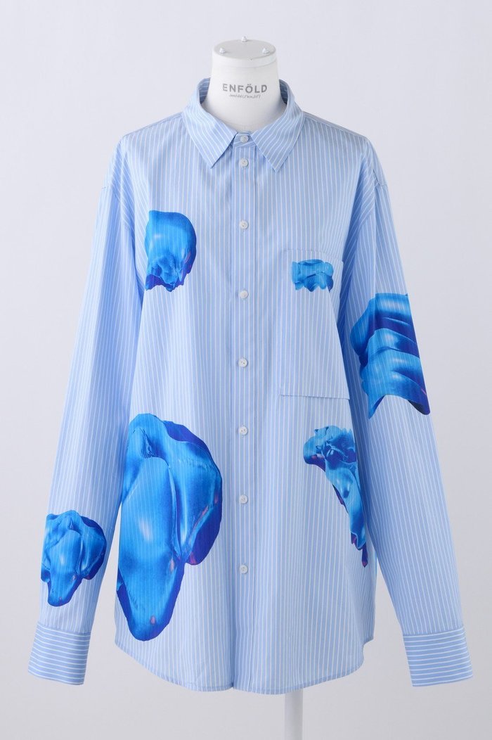 【エンフォルド/ENFOLD】の【UNISEX】Printストライプ UNISEX SH/シャツ インテリア・キッズ・メンズ・レディースファッション・服の通販 founy(ファニー) https://founy.com/ ファッション Fashion レディースファッション Fashion for Women トップス・カットソー Cut & Sew Tops シャツ・ブラウス・オフィスカジュアル Elegant Blouses & Button-Ups ユニセックス Unisex, Genderless エレガント 上品 Elegant ストライプ Stripe, Striped Pattern スリーブ Sleeve, Long Sleeve / Short Sleeve ロング Long, Long-Length |ID: prp329100004051903 ipo3291000000036221306