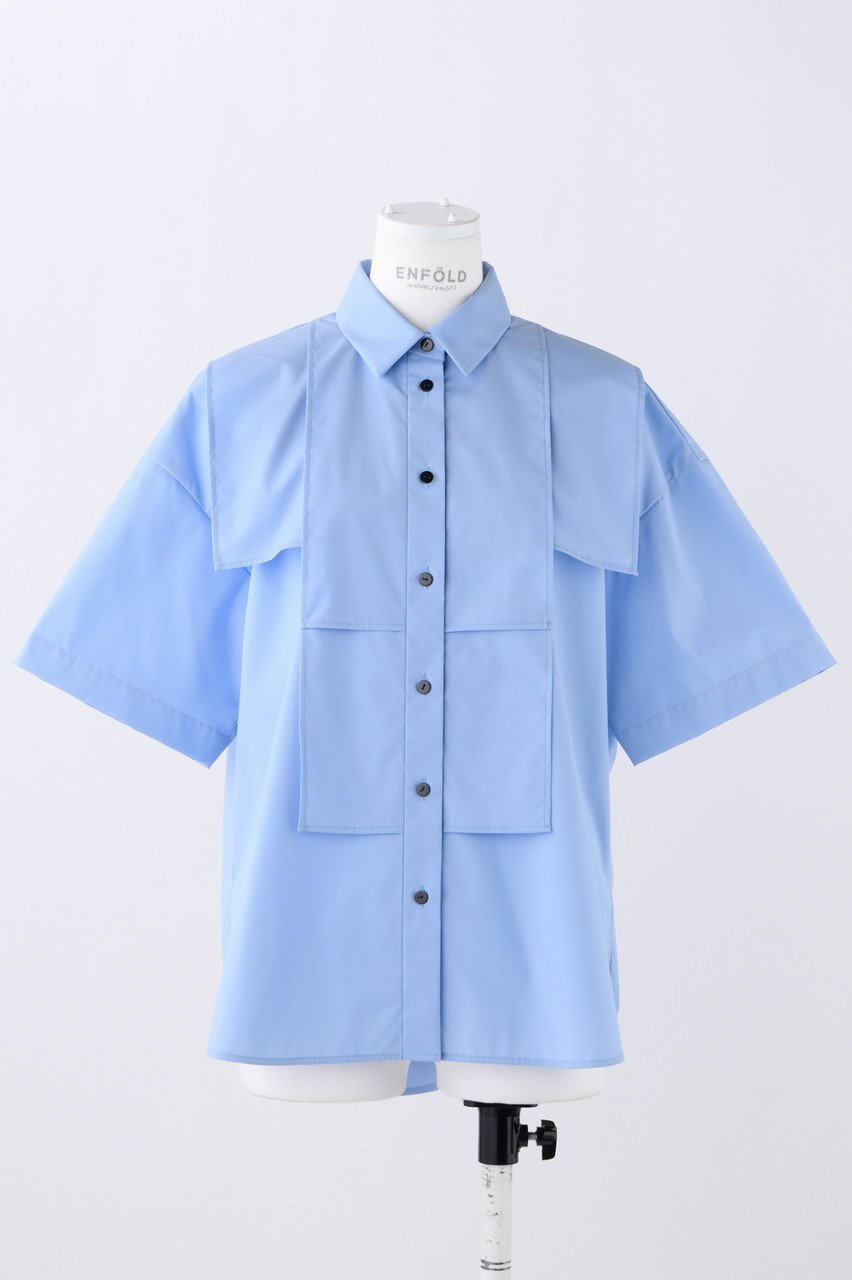 【エンフォルド/ENFOLD】のC/PEブロード スクエアSH/シャツ インテリア・キッズ・メンズ・レディースファッション・服の通販 founy(ファニー) ファッション Fashion レディースファッション Fashion for Women トップス・カットソー Cut & Sew Tops シャツ・ブラウス・オフィスカジュアル Elegant Blouses & Button-Ups ショート Short, Short Length スクエア Square, Square Shape スリーブ Sleeve, Long Sleeve / Short Sleeve ドレープ Drape, Draping Fabric ブロード Broadcloth, Fine Cotton ミックス Mix, Mixed Style ブルー|ID: prp329100004051907 ipo3291000000032903688