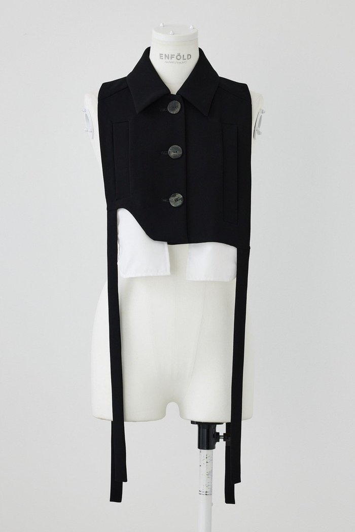 【エンフォルド/ENFOLD】のポリエステルダブルクロス クラシックベスト インテリア・キッズ・メンズ・レディースファッション・服の通販 founy(ファニー) https://founy.com/ ファッション Fashion レディースファッション Fashion for Women アウター Coat / Outerwear Collection レディースジャケット・軽アウター Jackets アシンメトリー Asymmetrical Style クラシカル Classical, Vintage-Inspired クラシック Classic, Timeless Style ジャケット Jacket, Outerwear フィット Fit, Slim Fit ベスト Vest, Waistcoat ポケット Pocket, Pocket Detail エレガント 上品 Elegant |ID: prp329100004051911 ipo3291000000035654971