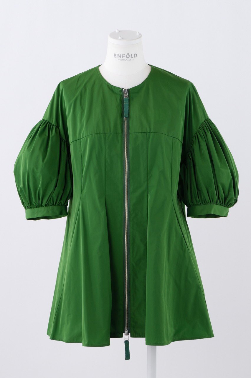 【エンフォルド/ENFOLD】のPEサテン ブラウスブルゾン インテリア・キッズ・メンズ・レディースファッション・服の通販 founy(ファニー) 　ファッション　Fashion　レディースファッション　Fashion for Women　アウター　Coat / Outerwear Collection　レディースジャケット・軽アウター　Jackets　ブルゾンジャケット・スポーティアウター　Blouson Jackets　サテン　Satin, Glossy Fabric　ジャケット　Jacket, Outerwear　タフタ　Taffeta, Structured Fabric　フレア　Flare, Flared　ブルゾン　Blouson, Bomber Jacket　切替　Switching, Contrast Panel　羽織　Haori, Light Jacket　軽量　Lightweight, Ultra Light　グリーン|ID: prp329100004051914 ipo3291000000035580890