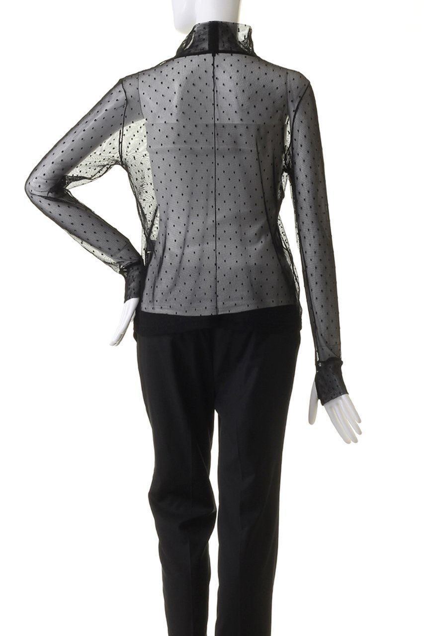 【ルームエイト/Room no.8】の【Room no.8 BLACK】ドット メッシュ サムホール トップス 人気、トレンドファッション・服の通販 founy(ファニー) 　ファッション　Fashion　レディースファッション　Fashion for Women　トップス・カットソー　Cut & Sew Tops　シャツ・ブラウス・オフィスカジュアル　Elegant Blouses & Button-Ups　インナー　Innerwear　キャミワンピース　Cami Dress, Slip Dress　スウェット / スエット　Sweatshirt, Sweatwear　スリーブ　Sleeve, Long Sleeve / Short Sleeve　トレンド　Trend, Trending Now　ドット　Polka Dot, Dot Pattern　ハイネック　High Neck, Mock Neck　フェミニン　Feminine, Girly　メッシュ　Mesh, Net Fabric　ロング　Long, Long-Length　other-4|ID: prp329100004051922 ipo3291000000035690503