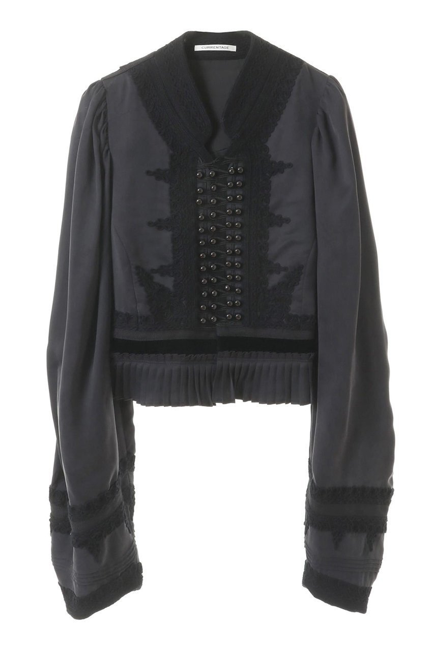 【カレンテージ/CURRENTAGE】のコードエンブロイダリーブラウス インテリア・キッズ・メンズ・レディースファッション・服の通販 founy(ファニー) 　ファッション　Fashion　レディースファッション　Fashion for Women　トップス・カットソー　Cut & Sew Tops　シャツ・ブラウス・オフィスカジュアル　Elegant Blouses & Button-Ups　キュプラ　Cupro, Eco Fabric　ジャケット　Jacket, Outerwear　スリーブ　Sleeve, Long Sleeve / Short Sleeve　ドレープ　Drape, Draping Fabric　プリーツ　Pleats, Pleated　ベスト　Vest, Waistcoat　ペプラム　Peplum, Flared Hem　モダン　Modern, Contemporary　ロング　Long, Long-Length　ブラック|ID: prp329100004051963 ipo3291000000032873300