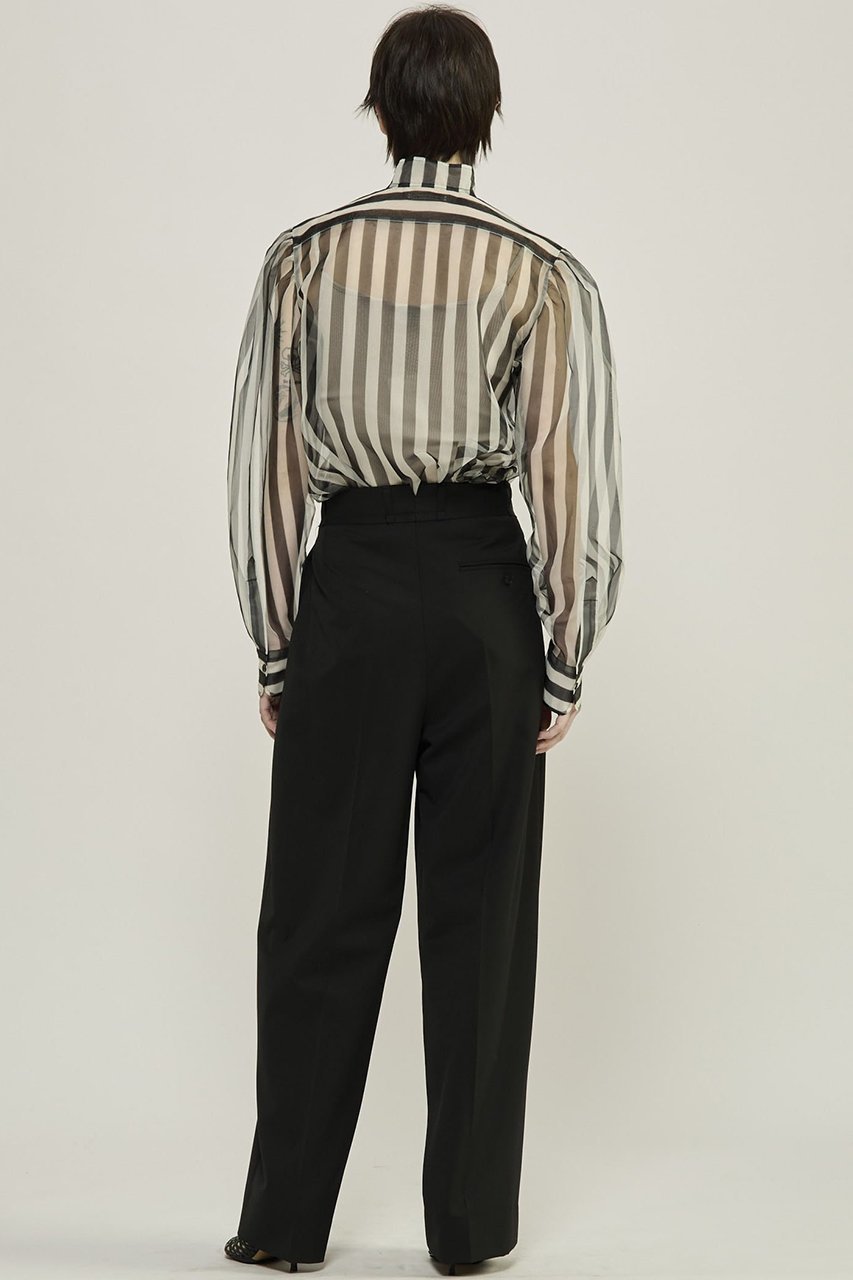 【カレンテージ/CURRENTAGE】のストライプオーガンジーブラウス 人気、トレンドファッション・服の通販 founy(ファニー) 　ファッション　Fashion　レディースファッション　Fashion for Women　トップス・カットソー　Cut & Sew Tops　シャツ・ブラウス・オフィスカジュアル　Elegant Blouses & Button-Ups　オーガンジー　Organza Fabric　ギャザー　Gathered, Ruffled　シアー　Sheer, See-Through　ショルダー　Shoulder, Shoulder Strap　ストライプ　Stripe, Striped Pattern　スリーブ　Sleeve, Long Sleeve / Short Sleeve　プリント　Print, Printed Pattern　ロング　Long, Long-Length　other-3|ID: prp329100004051965 ipo3291000000035822998