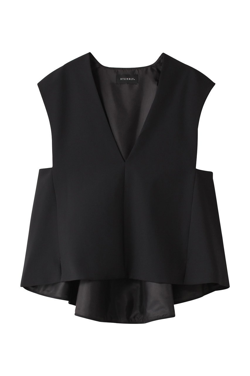 【ヒューエルミュージアム/hueLe Museum】の【STUMBLY】バックペプラムブラウス インテリア・キッズ・メンズ・レディースファッション・服の通販 founy(ファニー) ファッション Fashion レディースファッション Fashion for Women トップス・カットソー Cut & Sew Tops キャミソール&ノースリーブ Camisoles & Sleeveless Tops シャツ・ブラウス・オフィスカジュアル Elegant Blouses & Button-Ups バッグ Bags ジャケット Jacket, Outerwear ノースリーブ Sleeveless, No-Sleeve ハイネック High Neck, Mock Neck フレア Flare, Flared ブラック|ID: prp329100004052709 ipo3291000000035822923