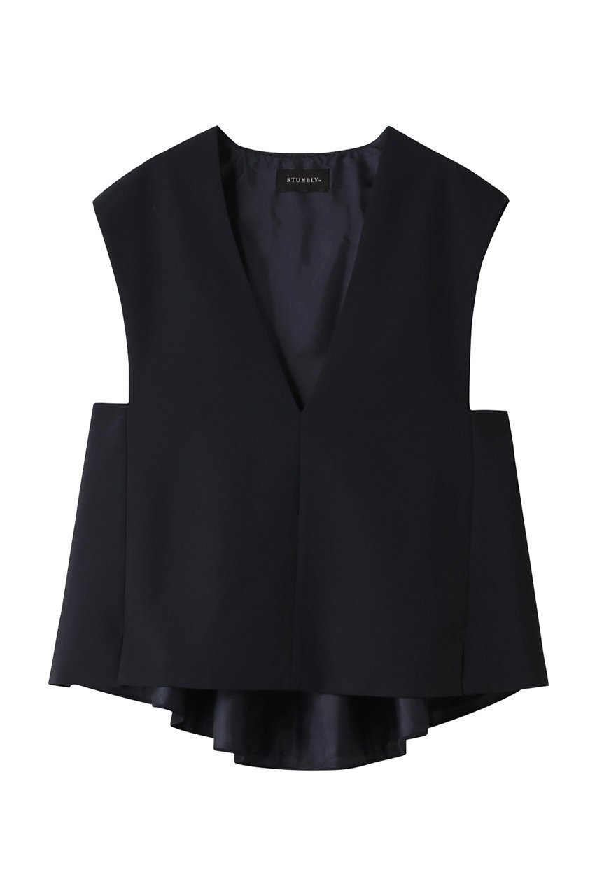 【ヒューエルミュージアム/hueLe Museum】の【STUMBLY】バックペプラムブラウス インテリア・キッズ・メンズ・レディースファッション・服の通販 founy(ファニー) ファッション Fashion レディースファッション Fashion for Women トップス・カットソー Cut & Sew Tops キャミソール&ノースリーブ Camisoles & Sleeveless Tops シャツ・ブラウス・オフィスカジュアル Elegant Blouses & Button-Ups バッグ Bags ジャケット Jacket, Outerwear ノースリーブ Sleeveless, No-Sleeve ハイネック High Neck, Mock Neck フレア Flare, Flared ネイビー|ID: prp329100004052709 ipo3291000000035822924
