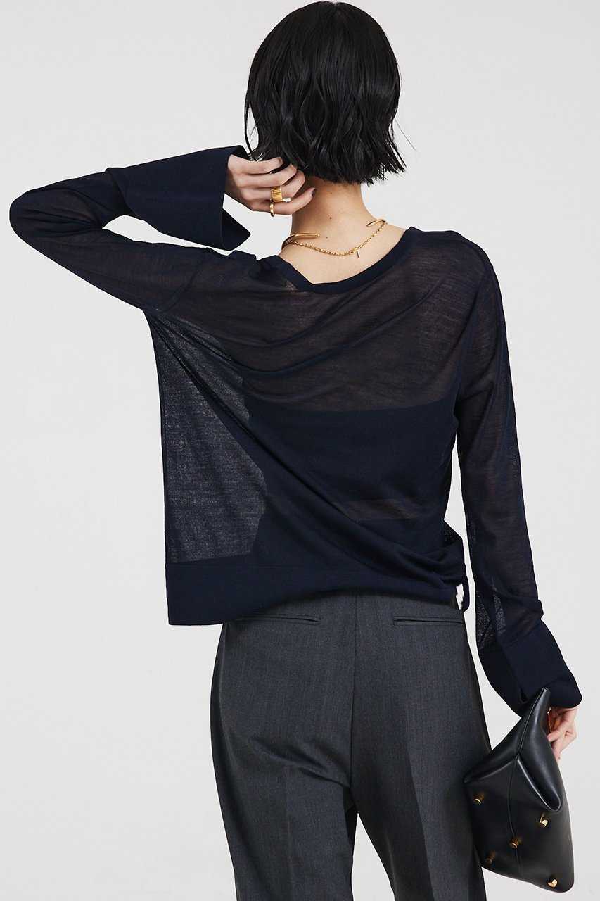 【ザ ストア バイ シー/THE STORE by C】の2wayシアーニットプルオーバー 人気、トレンドファッション・服の通販 founy(ファニー) 　ファッション　Fashion　レディースファッション　Fashion for Women　トップス・カットソー　Cut & Sew Tops　ニット　Knit Tops & Sweaters　カジュアルプルオーバー・ニットトップス　Pullovers & Knit Tops / Casual Pullovers　シアー　Sheer, See-Through　シンプル　Simple, Minimal　スペシャル　Special, Limited Edition　スリット　Slit, Slit Detail　ダブル　Double, Double-Breasted　フレア　Flare, Flared　フロント　Front, Front Design　other-2|ID: prp329100004053726 ipo3291000000035305603