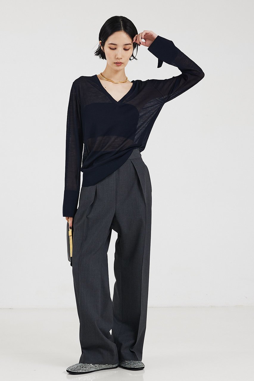 【ザ ストア バイ シー/THE STORE by C】の2wayシアーニットプルオーバー 人気、トレンドファッション・服の通販 founy(ファニー) 　ファッション　Fashion　レディースファッション　Fashion for Women　トップス・カットソー　Cut & Sew Tops　ニット　Knit Tops & Sweaters　カジュアルプルオーバー・ニットトップス　Pullovers & Knit Tops / Casual Pullovers　シアー　Sheer, See-Through　シンプル　Simple, Minimal　スペシャル　Special, Limited Edition　スリット　Slit, Slit Detail　ダブル　Double, Double-Breasted　フレア　Flare, Flared　フロント　Front, Front Design　other-3|ID: prp329100004053726 ipo3291000000035305606