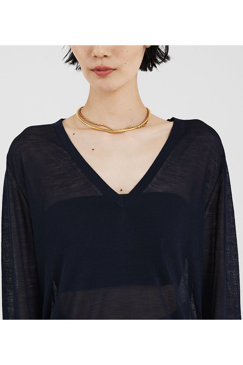 【ザ ストア バイ シー/THE STORE by C】の2wayシアーニットプルオーバー 人気、トレンドファッション・服の通販 founy(ファニー) 　ファッション　Fashion　レディースファッション　Fashion for Women　トップス・カットソー　Cut & Sew Tops　ニット　Knit Tops & Sweaters　カジュアルプルオーバー・ニットトップス　Pullovers & Knit Tops / Casual Pullovers　シアー　Sheer, See-Through　シンプル　Simple, Minimal　スペシャル　Special, Limited Edition　スリット　Slit, Slit Detail　ダブル　Double, Double-Breasted　フレア　Flare, Flared　フロント　Front, Front Design　other-8|ID: prp329100004053726 ipo3291000000035305615