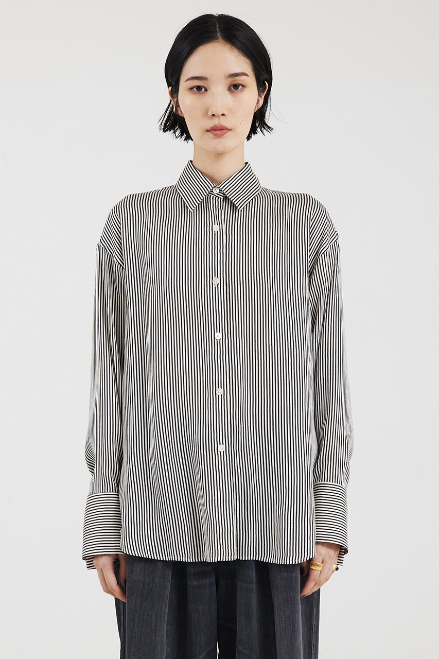 【ザ ストア バイ シー/THE STORE by C】のベーシックシャツプレミアム 人気、トレンドファッション・服の通販 founy(ファニー) ファッション Fashion レディースファッション Fashion for Women トップス・カットソー Cut & Sew Tops シャツ・ブラウス・オフィスカジュアル Elegant Blouses & Button-Ups シルク Silk, 100% Silk ストライプ Stripe, Striped Pattern スリーブ Sleeve, Long Sleeve / Short Sleeve ドレープ Drape, Draping Fabric ロング Long, Long-Length other-4|ID: prp329100004053727 ipo3291000000032901154