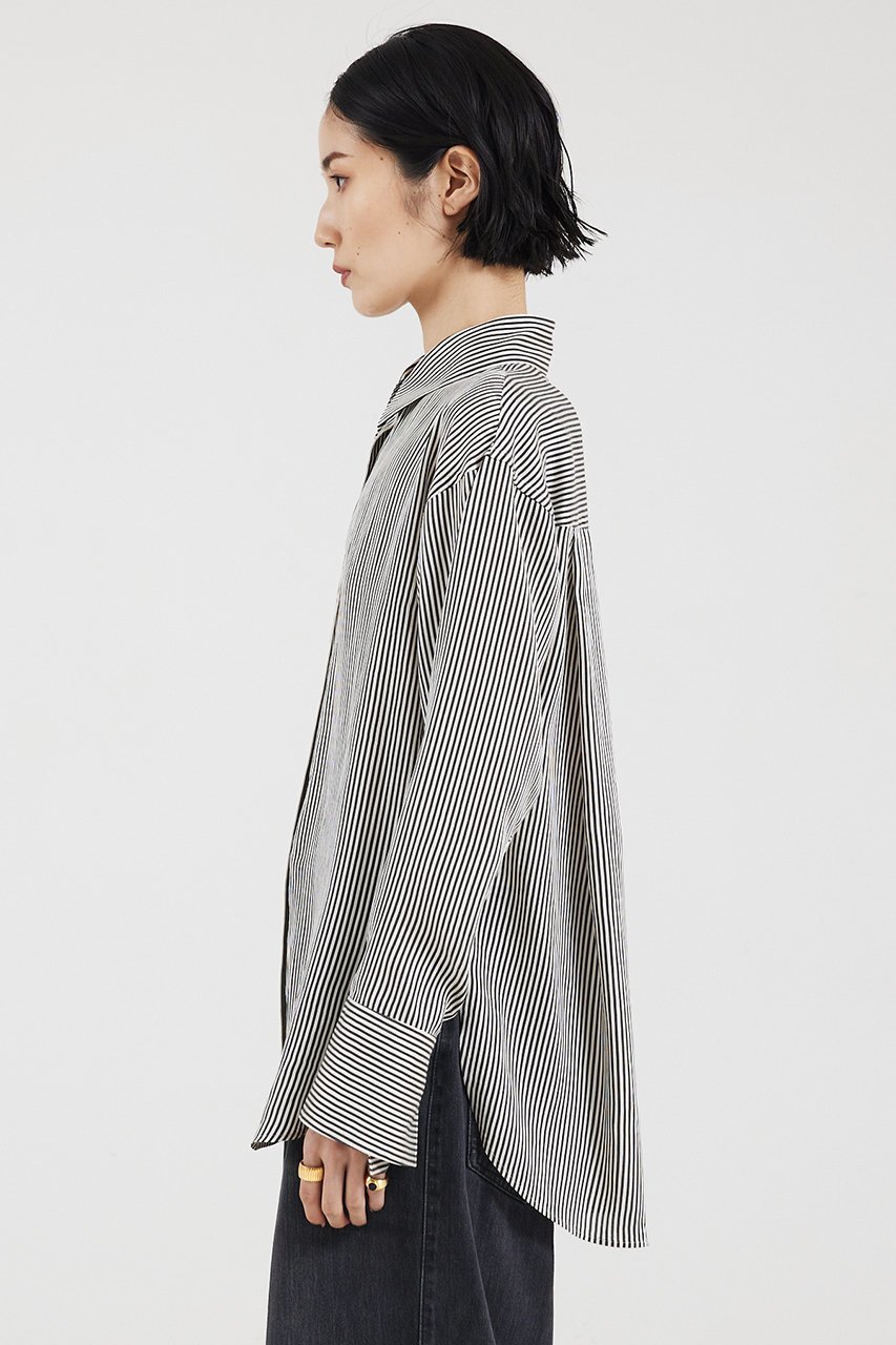 【ザ ストア バイ シー/THE STORE by C】のベーシックシャツプレミアム 人気、トレンドファッション・服の通販 founy(ファニー) ファッション Fashion レディースファッション Fashion for Women トップス・カットソー Cut & Sew Tops シャツ・ブラウス・オフィスカジュアル Elegant Blouses & Button-Ups シルク Silk, 100% Silk ストライプ Stripe, Striped Pattern スリーブ Sleeve, Long Sleeve / Short Sleeve ドレープ Drape, Draping Fabric ロング Long, Long-Length other-5|ID: prp329100004053727 ipo3291000000032901157