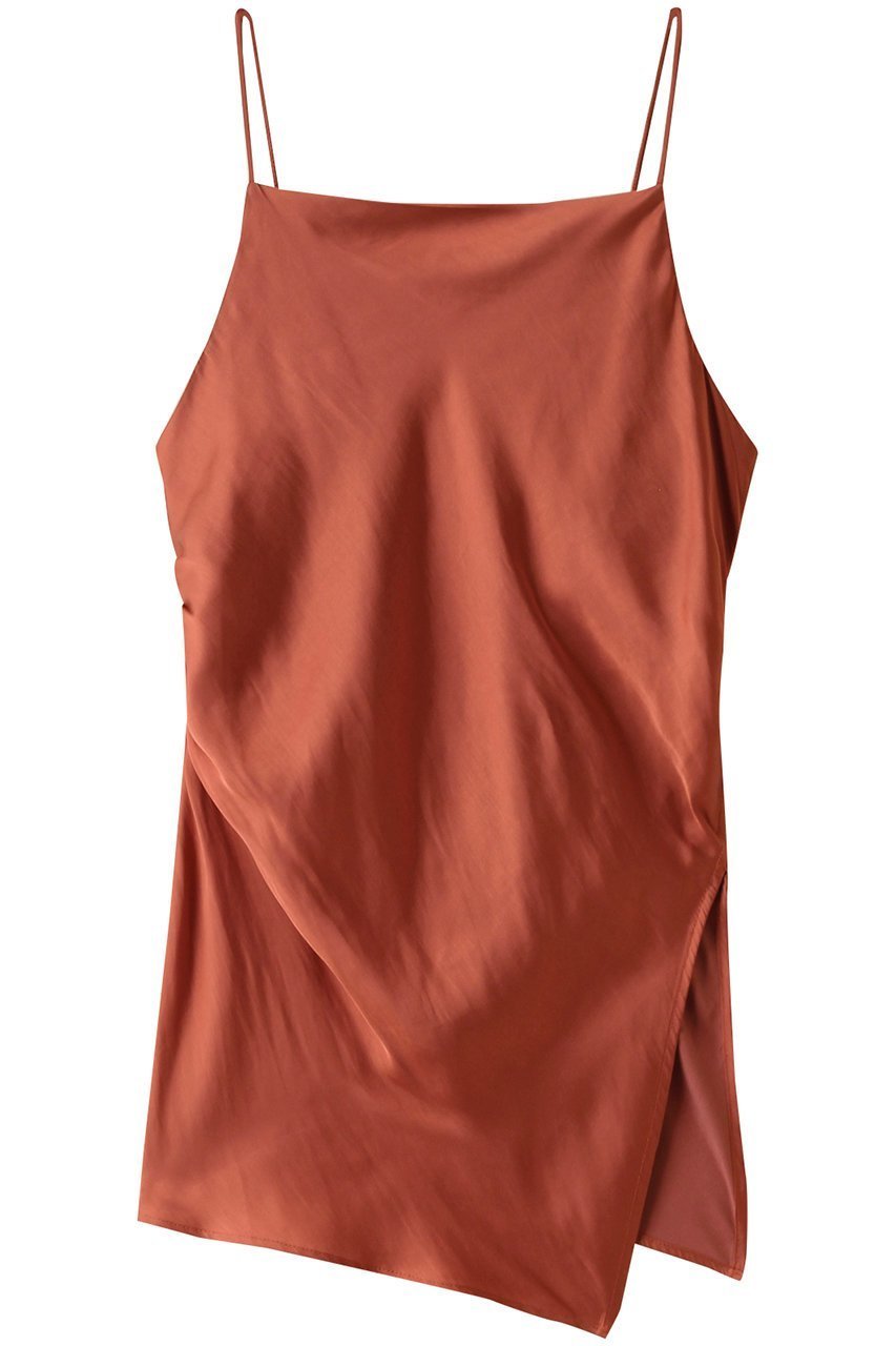 【クラネ/CLANE】のDRAPE SATIN CAMISOLE TOPS シャツ/ブラウス インテリア・キッズ・メンズ・レディースファッション・服の通販 founy(ファウニー) 　ファッション　Fashion　レディースファッション　Fashion for Women　トップス・カットソー　Cut & Sew Tops　キャミソール&ノースリーブ　Camisoles & Sleeveless Tops　シャツ・ブラウス・オフィスカジュアル　Elegant Blouses & Button-Ups　なめらか　Smooth, Silky Texture　カットソー　Cut and Sewn Top　ギャザー　Gathered, Ruffled　サテン　Satin, Glossy Fabric　ドレープ　Drape, Draping Fabric　ノースリーブ　Sleeveless, No-Sleeve　エレガント 上品　Elegant　ORANGE|ID: prp329100004053749 ipo3291000000036842062