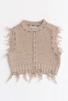 【メゾンスペシャル/MAISON SPECIAL】のDistressed Effect Fringe Knit Vest/ダメージフリンジベスト P.BGE(ピンクベージュ)|ID:prp329100004054631