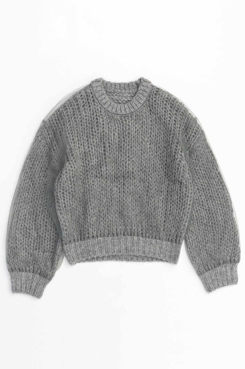 【メゾンスペシャル/MAISON SPECIAL】のTulle Layered Low Gauge Reversible Knit Pullover/チュールレイヤーローゲージリバーシブルプルオーバーニット 人気、トレンドファッション・服の通販 founy(ファニー) 　ファッション　Fashion　レディースファッション　WOMEN　トップス・カットソー　Tops/Tshirt　ニット　Knit Tops　プルオーバー　Pullover　カーディガン　Cardigan　ギャザー　Gather　チュール　Tulle　手編み　Hand Knitting　バランス　Balance　フェミニン　Feminine　ブラウジング　Browsing　ボトム　Bottom　リバーシブル　Reversible　 other-1|ID: prp329100004054632 ipo3291000000027287087