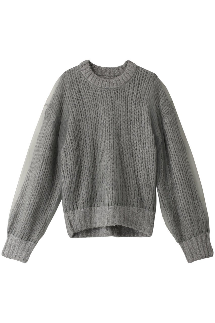 【メゾンスペシャル/MAISON SPECIAL】のTulle Layered Low Gauge Reversible Knit Pullover/チュールレイヤーローゲージリバーシブルプルオーバーニット 人気、トレンドファッション・服の通販 founy(ファニー) 　ファッション　Fashion　レディースファッション　Fashion for Women　トップス・カットソー　Cut & Sew Tops　ニット　Knit Tops & Sweaters　カジュアルプルオーバー・ニットトップス　Pullovers & Knit Tops / Casual Pullovers　カーディガン　Cardigan, Knitwear　ギャザー　Gathered, Ruffled　チュール　Tulip, Tulip Motif　手編み　Hand-Knitted, Handmade Knit　バランス　Balance, Style Balance　フェミニン　Feminine, Girly　ブラウジング　Blouson Silhouette, Cinched Waist　ボトム　Bottoms, Lower Wear　リバーシブル　Reversible, Two-Sided　 other-1|ID: prp329100004054632 ipo3291000000032930897