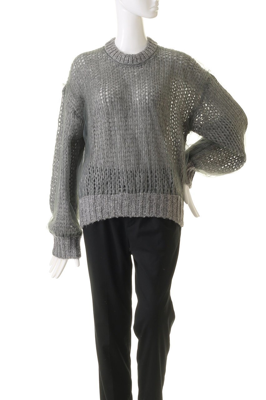 【メゾンスペシャル/MAISON SPECIAL】のTulle Layered Low Gauge Reversible Knit Pullover/チュールレイヤーローゲージリバーシブルプルオーバーニット 人気、トレンドファッション・服の通販 founy(ファニー) 　ファッション　Fashion　レディースファッション　Fashion for Women　トップス・カットソー　Cut & Sew Tops　ニット　Knit Tops & Sweaters　カジュアルプルオーバー・ニットトップス　Pullovers & Knit Tops / Casual Pullovers　カーディガン　Cardigan, Knitwear　ギャザー　Gathered, Ruffled　チュール　Tulip, Tulip Motif　手編み　Hand-Knitted, Handmade Knit　バランス　Balance, Style Balance　フェミニン　Feminine, Girly　ブラウジング　Blouson Silhouette, Cinched Waist　ボトム　Bottoms, Lower Wear　リバーシブル　Reversible, Two-Sided　other-2|ID: prp329100004054632 ipo3291000000032930967