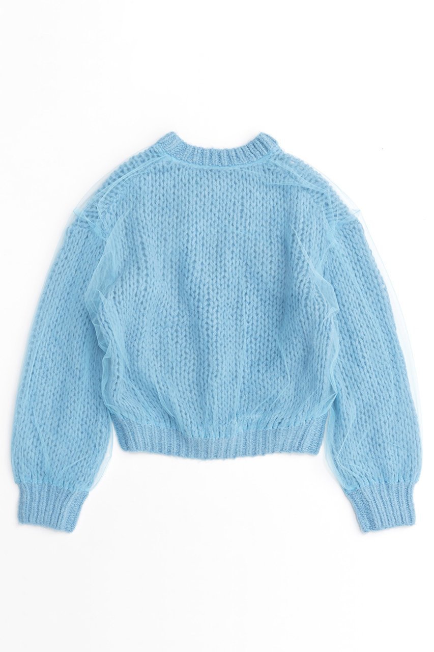 【メゾンスペシャル/MAISON SPECIAL】のTulle Layered Low Gauge Reversible Knit Pullover/チュールレイヤーローゲージリバーシブルプルオーバーニット 人気、トレンドファッション・服の通販 founy(ファニー) 　ファッション　Fashion　レディースファッション　Fashion for Women　トップス・カットソー　Cut & Sew Tops　ニット　Knit Tops & Sweaters　カジュアルプルオーバー・ニットトップス　Pullovers & Knit Tops / Casual Pullovers　カーディガン　Cardigan, Knitwear　ギャザー　Gathered, Ruffled　チュール　Tulip, Tulip Motif　手編み　Hand-Knitted, Handmade Knit　バランス　Balance, Style Balance　フェミニン　Feminine, Girly　ブラウジング　Blouson Silhouette, Cinched Waist　ボトム　Bottoms, Lower Wear　リバーシブル　Reversible, Two-Sided　other-6|ID: prp329100004054632 ipo3291000000032931005