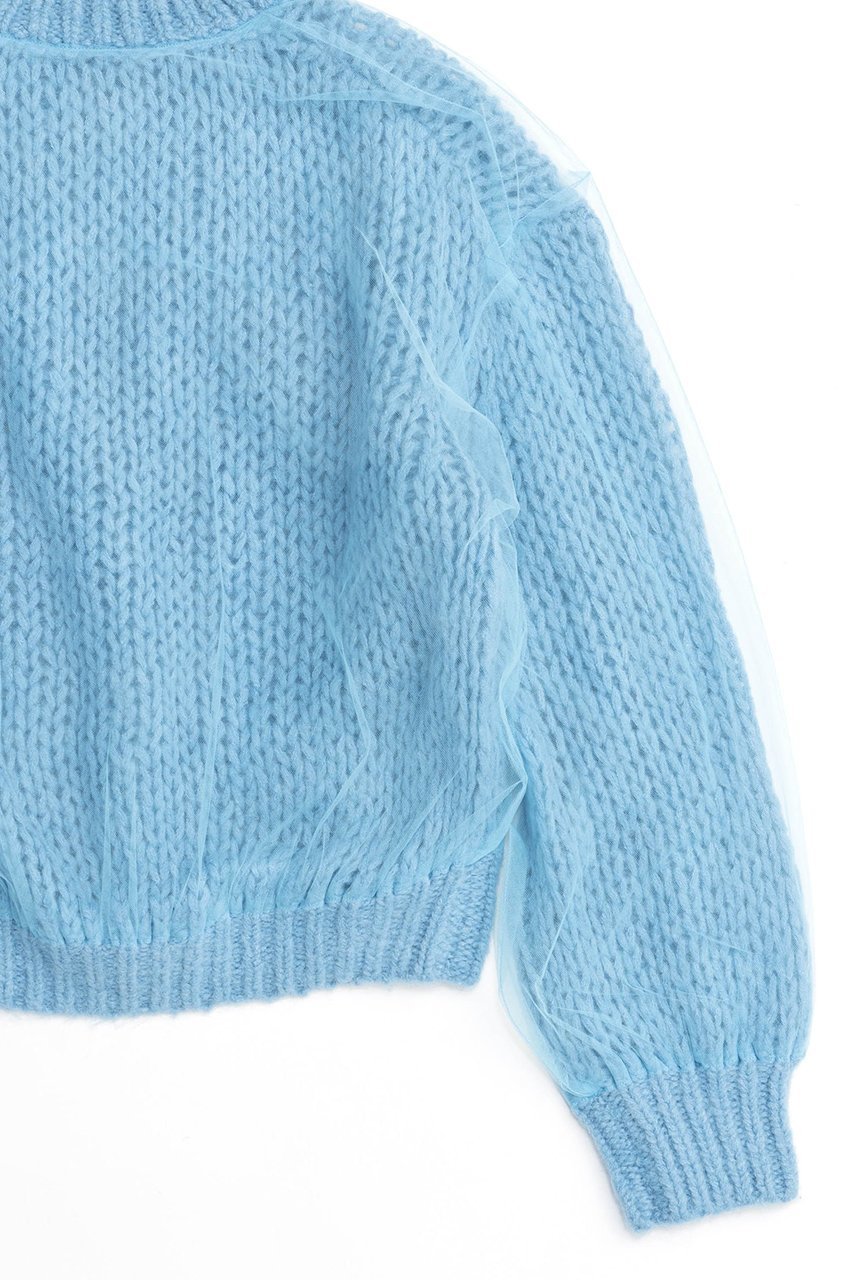 【メゾンスペシャル/MAISON SPECIAL】のTulle Layered Low Gauge Reversible Knit Pullover/チュールレイヤーローゲージリバーシブルプルオーバーニット 人気、トレンドファッション・服の通販 founy(ファニー) 　ファッション　Fashion　レディースファッション　Fashion for Women　トップス・カットソー　Cut & Sew Tops　ニット　Knit Tops & Sweaters　カジュアルプルオーバー・ニットトップス　Pullovers & Knit Tops / Casual Pullovers　カーディガン　Cardigan, Knitwear　ギャザー　Gathered, Ruffled　チュール　Tulip, Tulip Motif　手編み　Hand-Knitted, Handmade Knit　バランス　Balance, Style Balance　フェミニン　Feminine, Girly　ブラウジング　Blouson Silhouette, Cinched Waist　ボトム　Bottoms, Lower Wear　リバーシブル　Reversible, Two-Sided　other-8|ID: prp329100004054632 ipo3291000000032931031