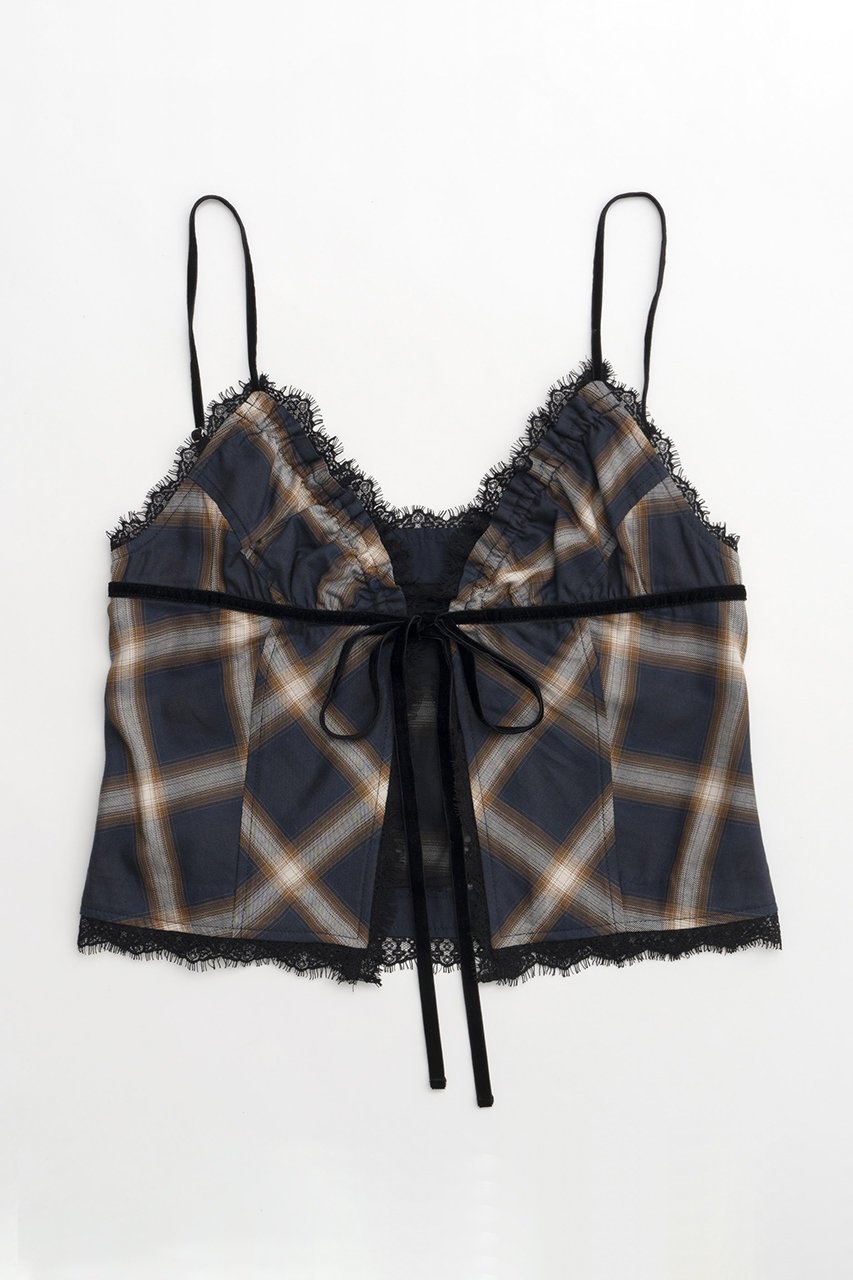 【メゾンスペシャル/MAISON SPECIAL】のCheckered Lingerie Bustier/チェックランジェリービスチェ インテリア・キッズ・メンズ・レディースファッション・服の通販 founy(ファニー) 　ファッション　Fashion　レディースファッション　Fashion for Women　下着・ランジェリー　Lingerie & Intimates　その他ランジェリー・インナーアイテム　Other Lingerie / Intimates　トップス・カットソー　Cut & Sew Tops　キャミソール　Camisole, Spaghetti Strap Top　キュプラ　Cupro, Eco Fabric　セットアップ　Set-Up, Coordinated Outfit　チェック　Check, Plaid, Tartan　ドレープ　Drape, Draping Fabric　ノースリーブ　Sleeveless, No-Sleeve　フロント　Front, Front Design　メッシュ　Mesh, Net Fabric　リボン　Ribbon, Bow　エレガント 上品　Elegant　NVY(ネイビー)|ID: prp329100004054640 ipo3291000000032900654