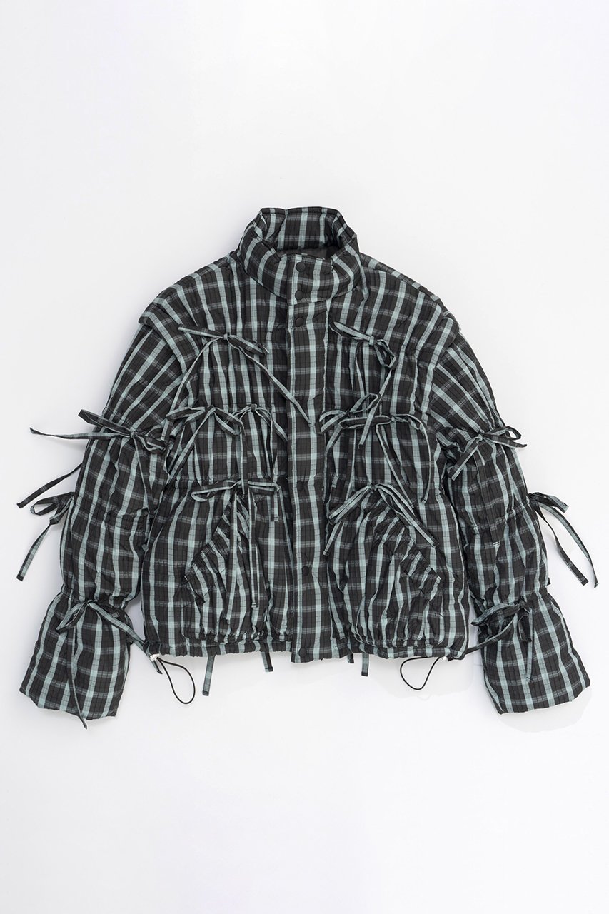 【メゾンスペシャル/MAISON SPECIAL】の2way Checkered Ribbon Puffer Jacket/2WAYチェックリボンパッファージャケット インテリア・キッズ・メンズ・レディースファッション・服の通販 founy(ファニー) 　ファッション　Fashion　レディースファッション　WOMEN　アウター　Coat Outerwear　ジャケット　Jackets　秋　Autumn/Fall　ジャケット　Jacket　タフタ　Taffeta　チェック　Check　トレンド　Trend　ベスト　Vest　ボトム　Bottom　防寒　Cold Protection　無地　Plain Color　リボン　Ribbon　おすすめ　Recommend　GRN(グリーン)|ID: prp329100004054648 ipo3291000000027287146