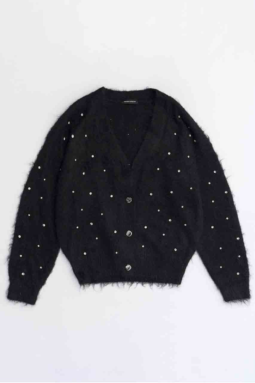 【メゾンスペシャル/MAISON SPECIAL】のSparkling Bijou Knit Cardigan/キラキラビジューカーディガン インテリア・キッズ・メンズ・レディースファッション・服の通販 founy(ファニー) 　ファッション　Fashion　レディースファッション　WOMEN　トップス・カットソー　Tops/Tshirt　ニット　Knit Tops　カーディガン　Cardigans　カーディガン　Cardigan　ビジュー　Bijou　BLK(ブラック)|ID: prp329100004054651 ipo3291000000027287155